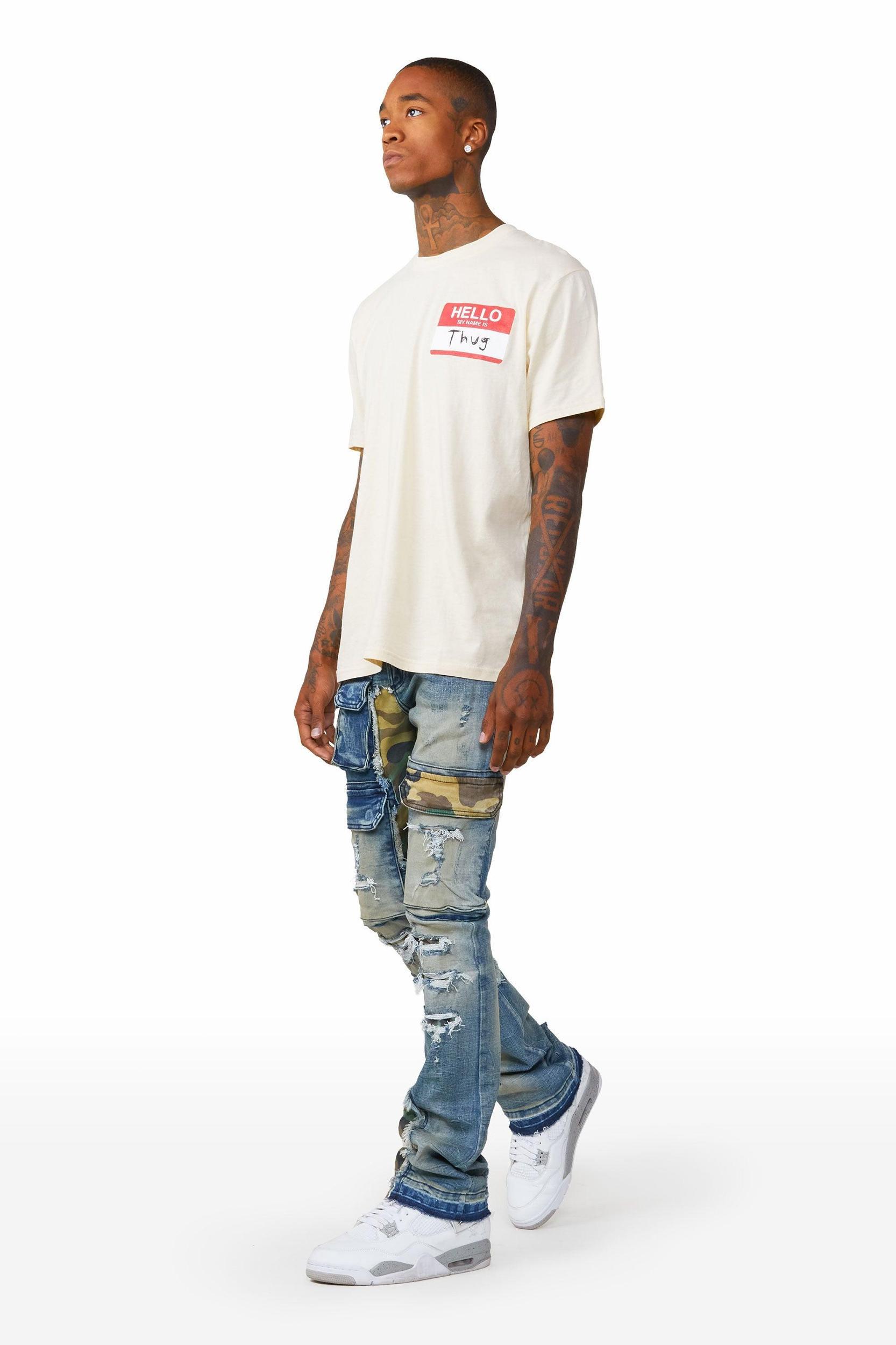 Zeta Blue Stacked Flare Jean Male Product Image