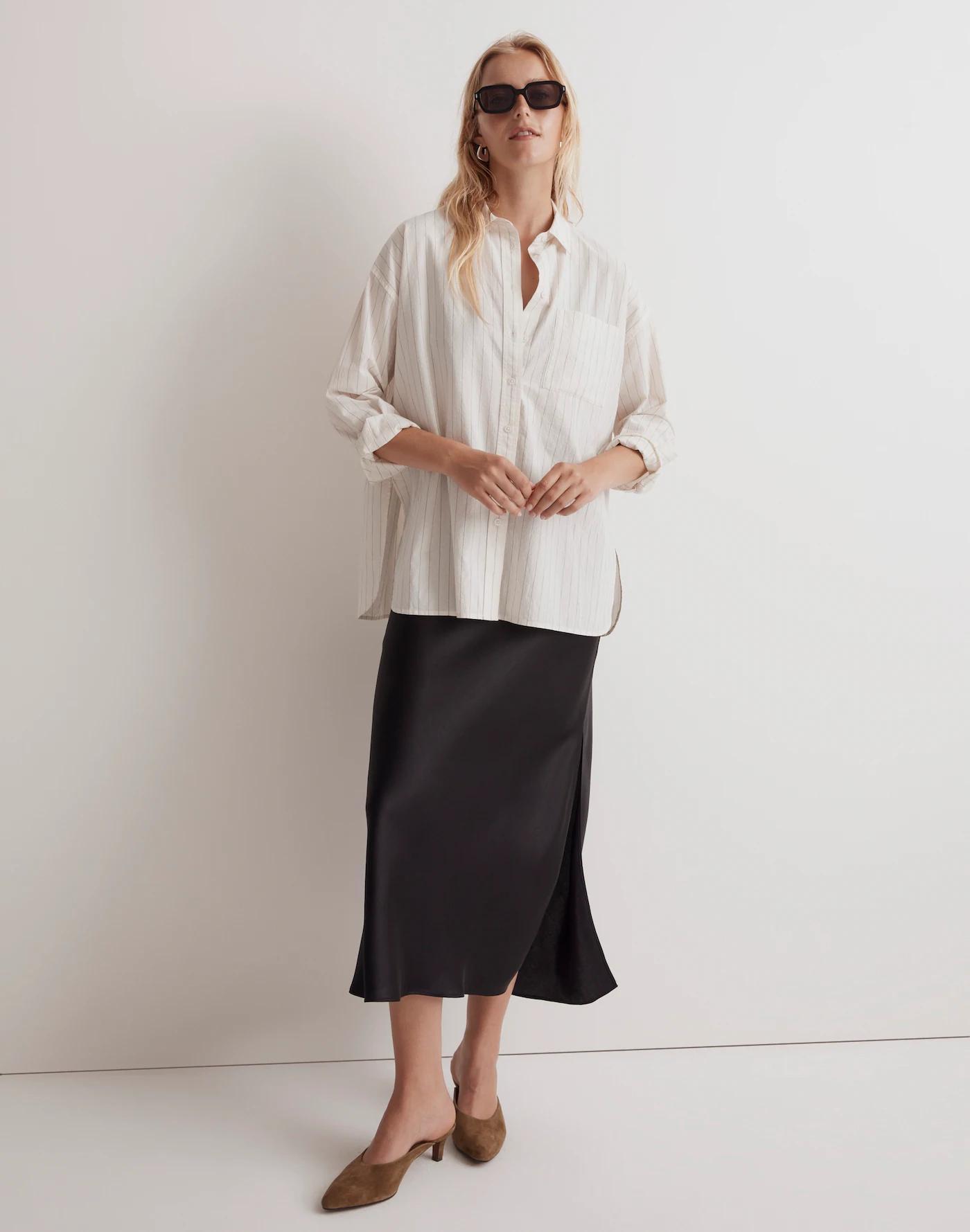 The Signature Poplin Oversized Shirt in Stripe Product Image