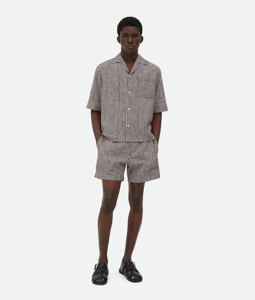 Men's Knotted Viscose Check Shirt in Talc/brown/black Product Image