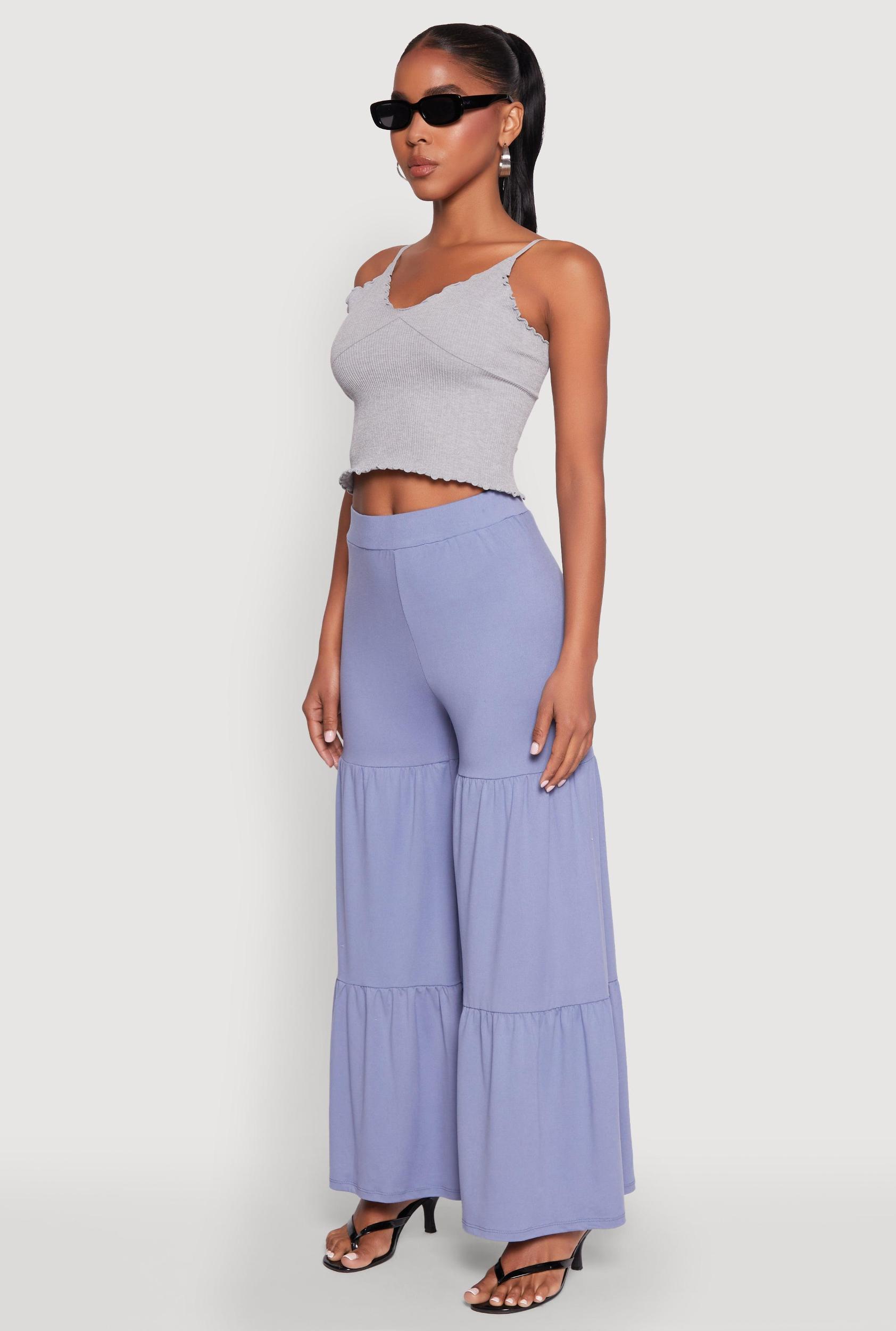 Womens High Waisted Tiered Palazzo Pants Product Image