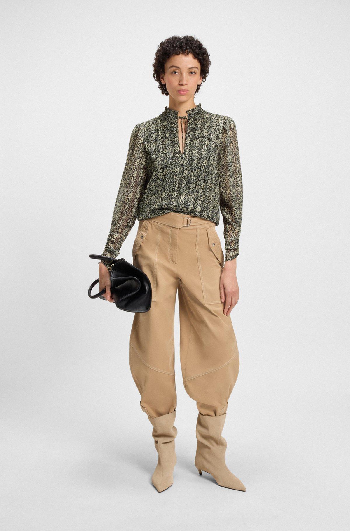 BOSS - Relaxed-fit blouse in printed seersucker - Patterned Product Image