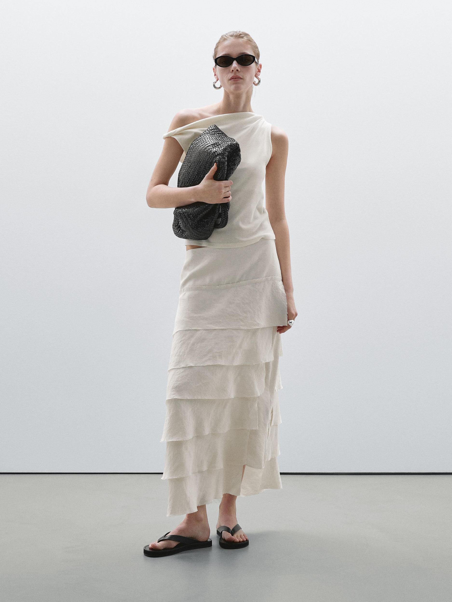 Draped top with cotton knot detail Product Image