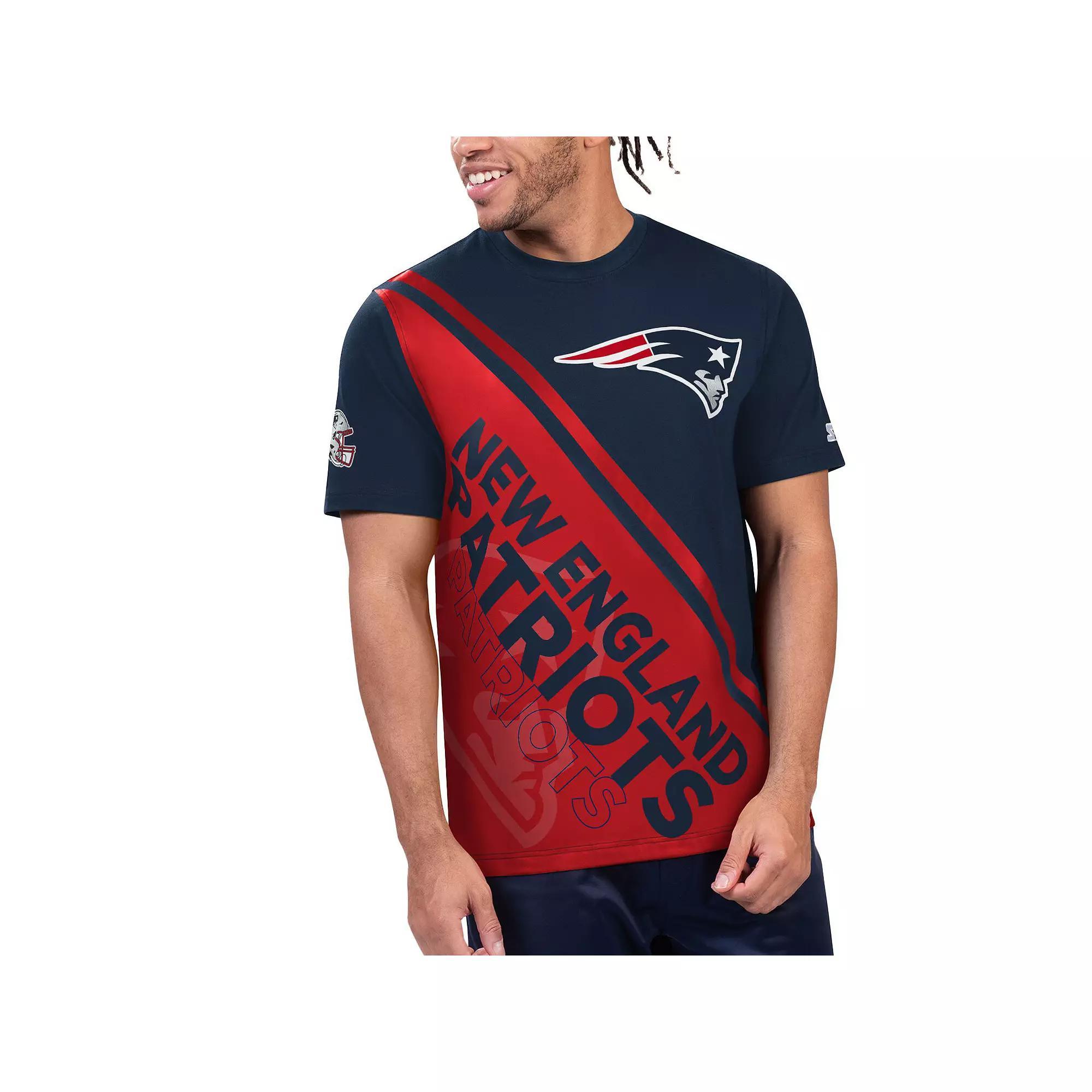 Men's Starter Navy/Red New England Patriots Finish Line Extreme Graphic T-Shirt, Size: 2XL, Blue Product Image