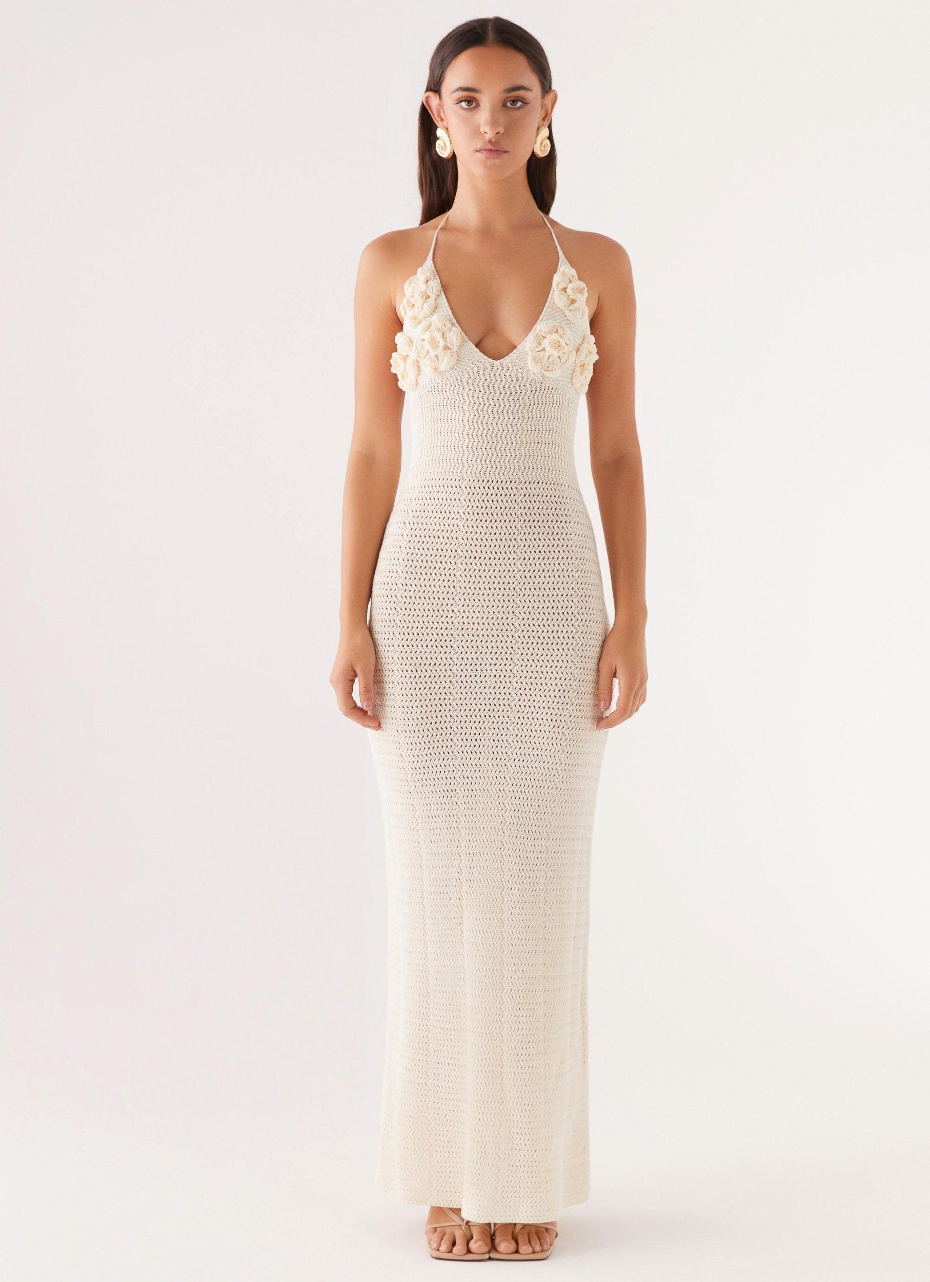 Zara Rose Crochet Maxi Dress - Ivory Product Image