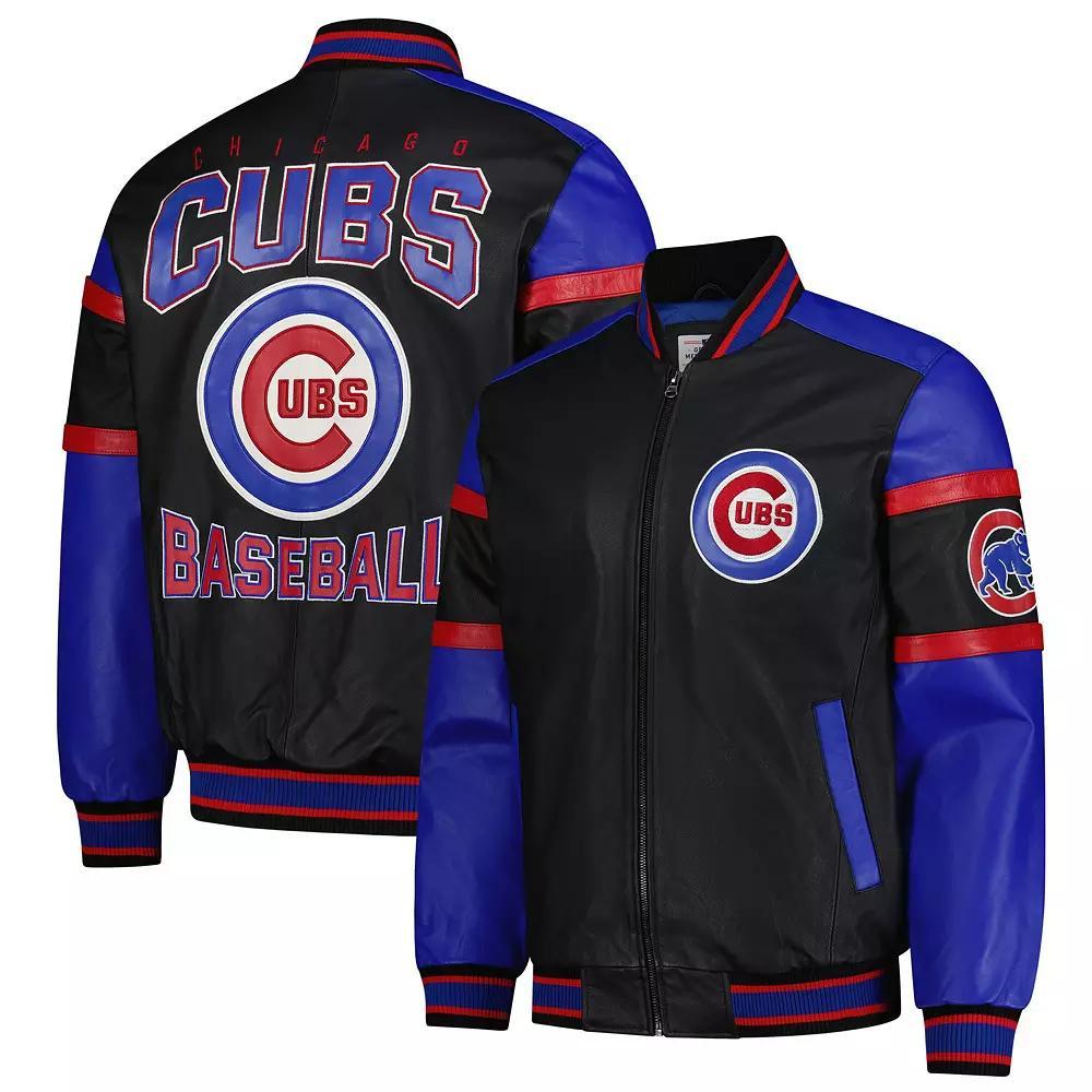 Men's G-III Sports by Carl Banks Black Chicago Cubs Full-Zip Leather Varsity Jacket, Size: Medium Product Image