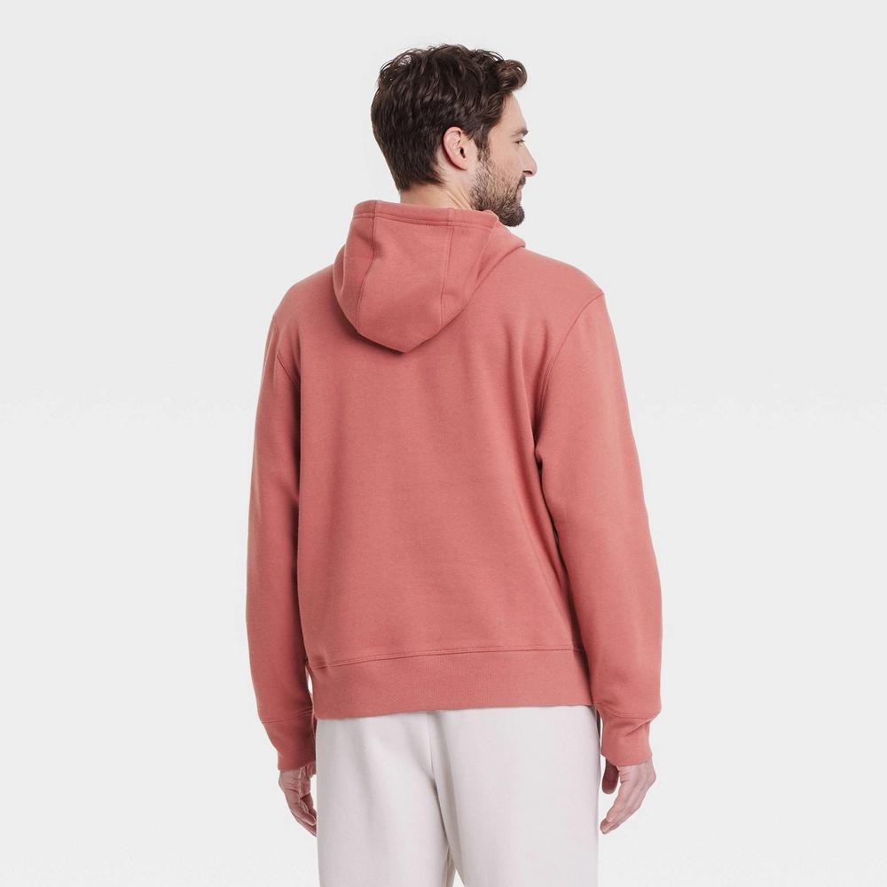 Mens Cotton Fleece Hooded Sweatshirt - All In Motion Reassuring Red S: Kangaroo Pocket, Drawstring Hood Product Image