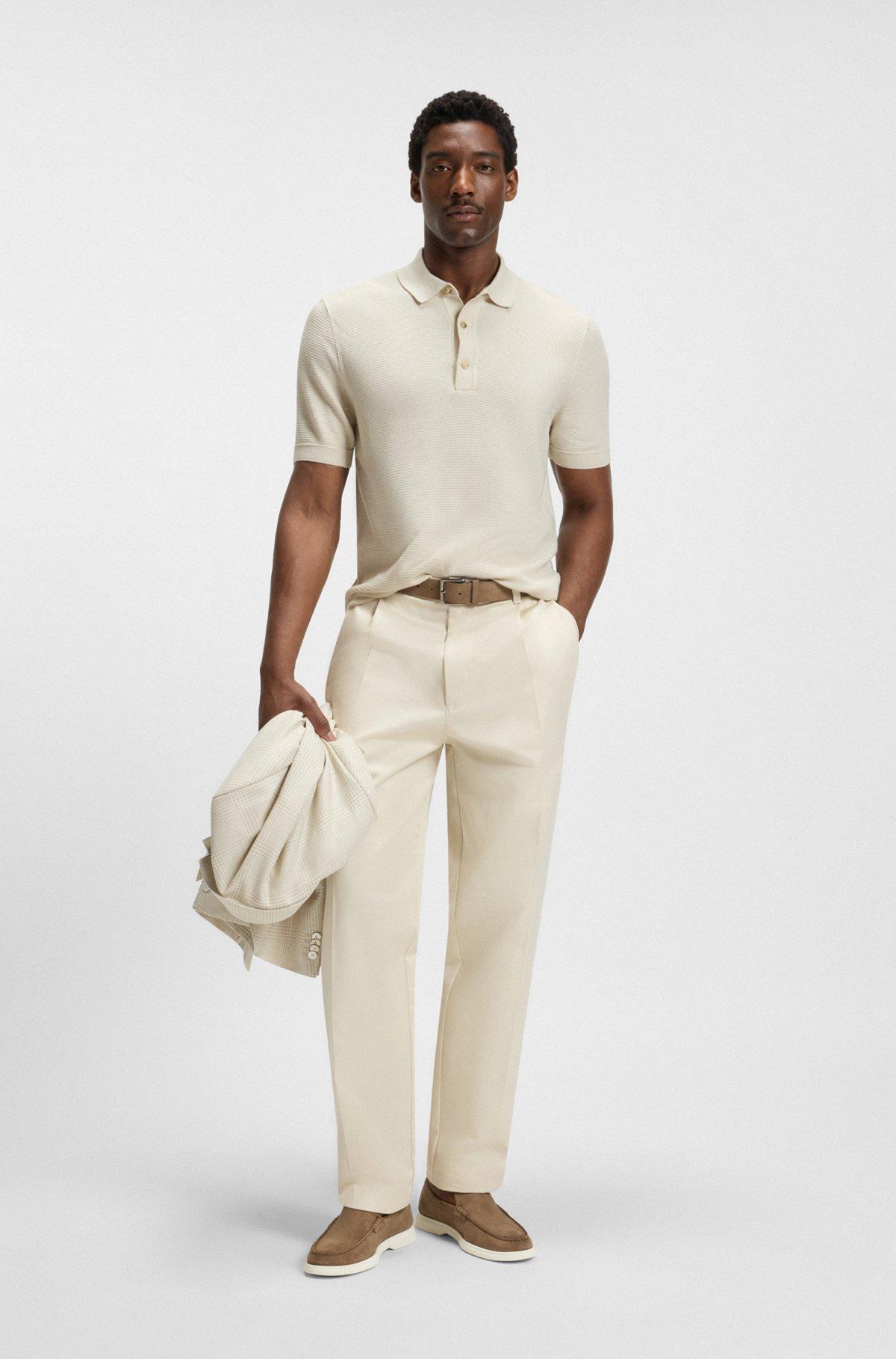 BOSS - Regular-fit knit polo blended with cotton - White Product Image