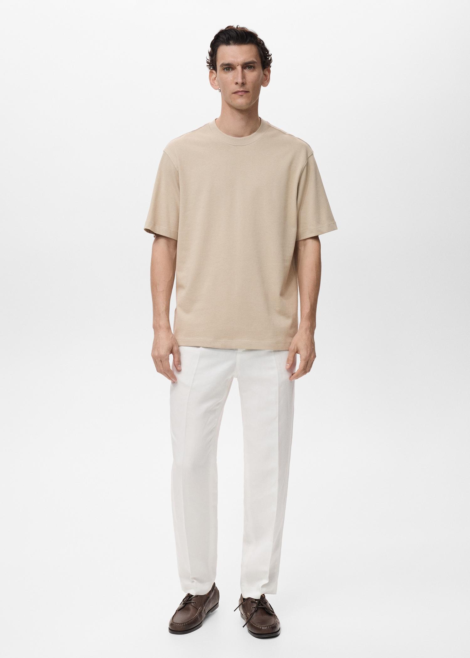 100% cotton relaxed-fit t-shirt - Men | MANGO USA Product Image