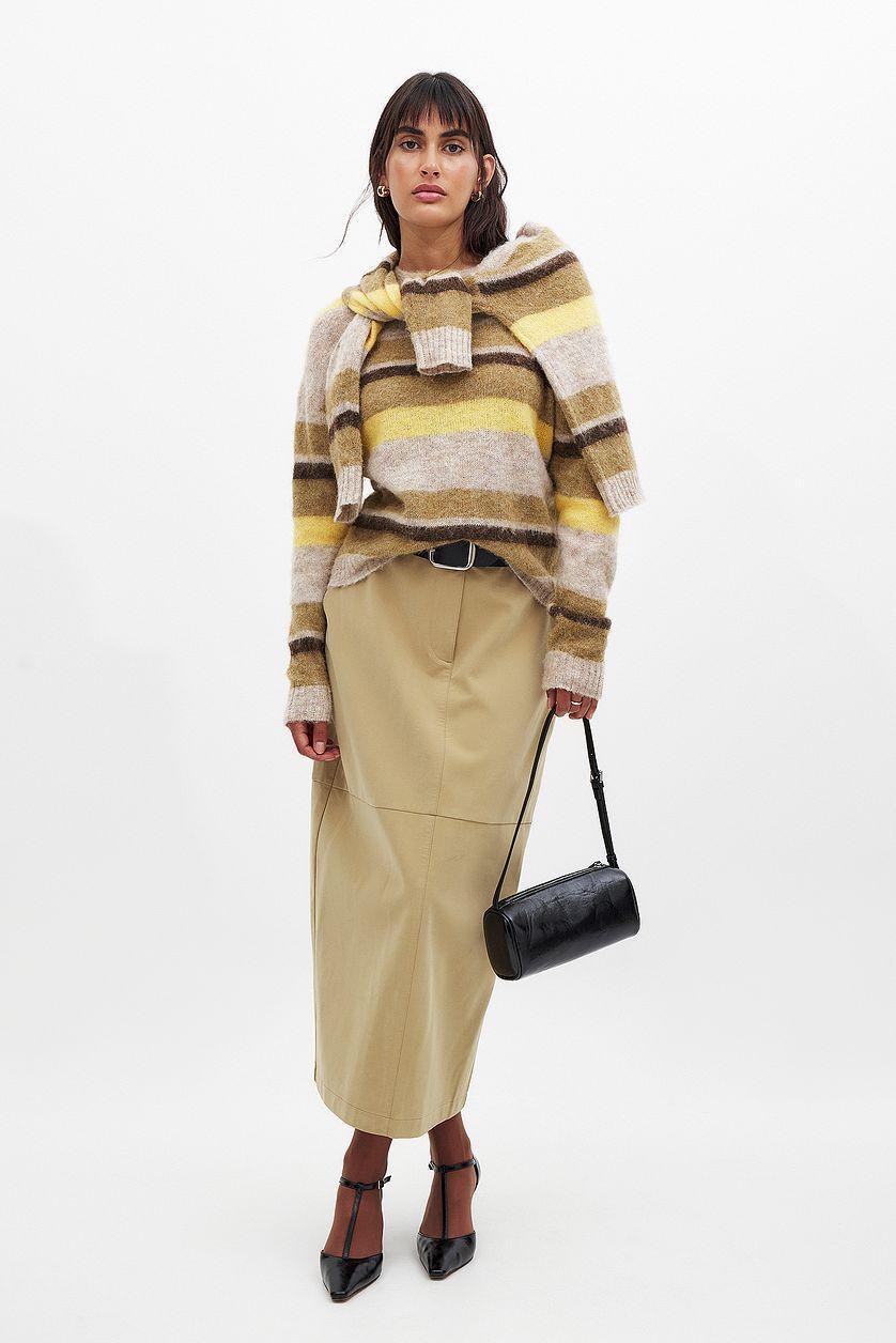 Striped Knitted Round Neck Sweater Product Image