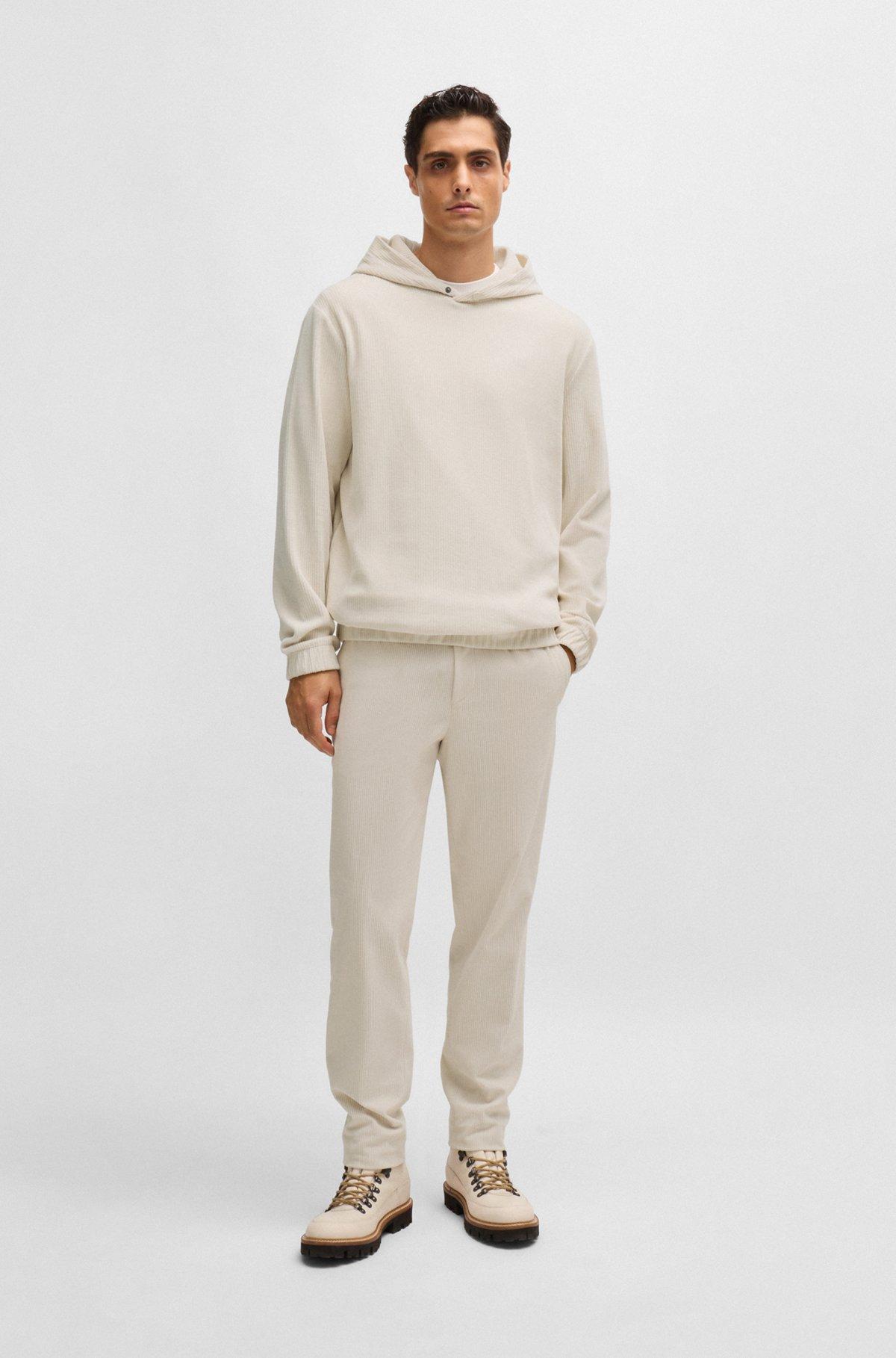 Cotton-corduroy hoodie with press-stud hood Product Image