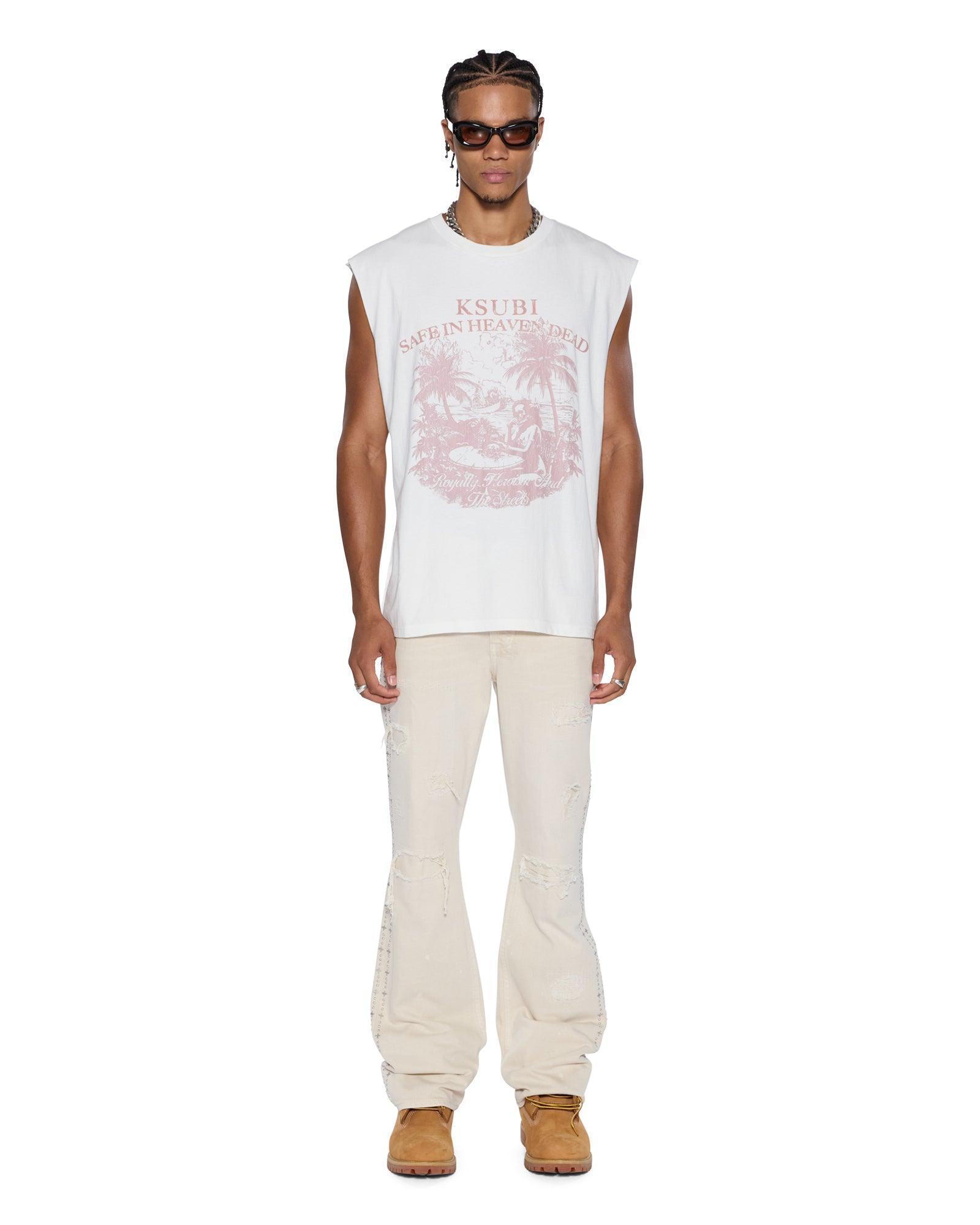 PARADISO CUT OFF TEE VINTAGE WHITE Male Product Image