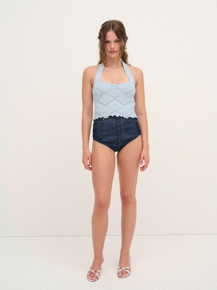Coco Knit Tank — Blue Product Image