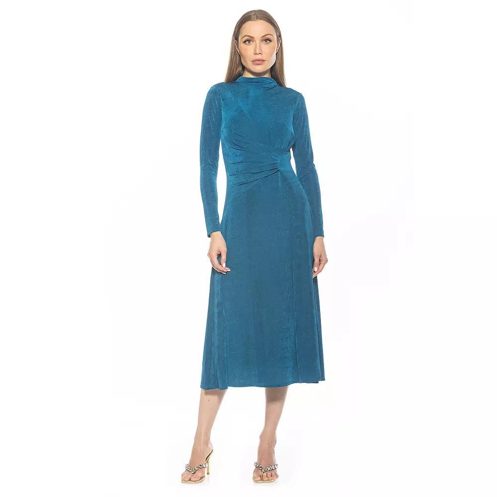 Women's ALEXIA ADMOR Marla Draped Long Sleeve Maxi Dress, Size: Medium, Blue Product Image