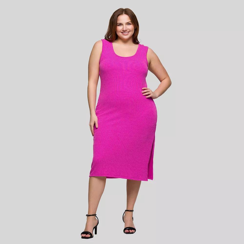 Plus Size 24Seven Comfort Apparel Sleeveless Side Slit Midi Dress, Women's, Size: 1XL, Black Product Image