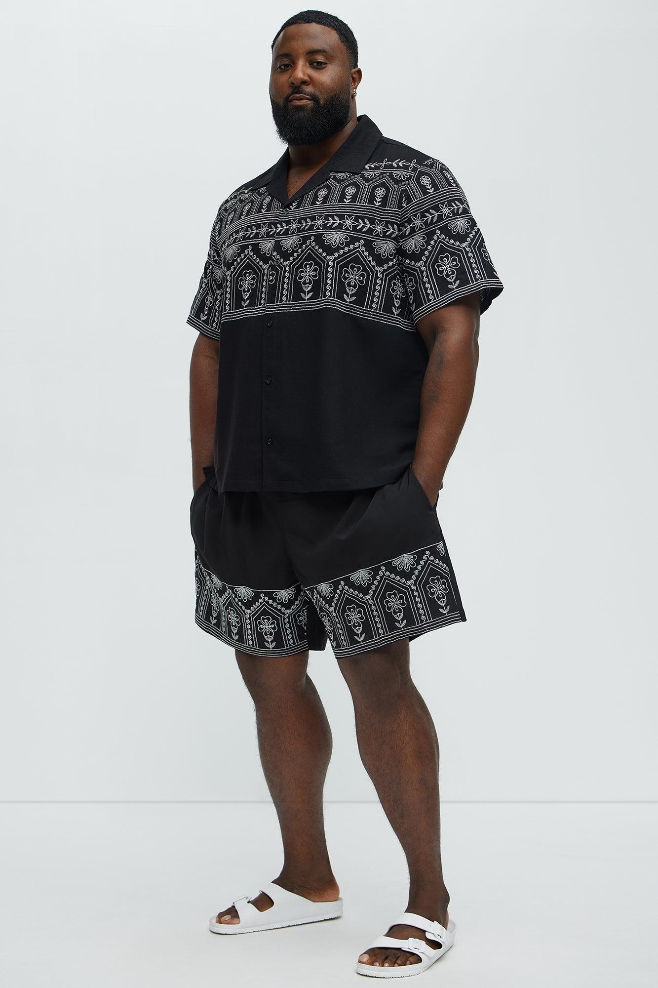 Embroidered Floral Swim Classic Trunk - Black/combo Product Image
