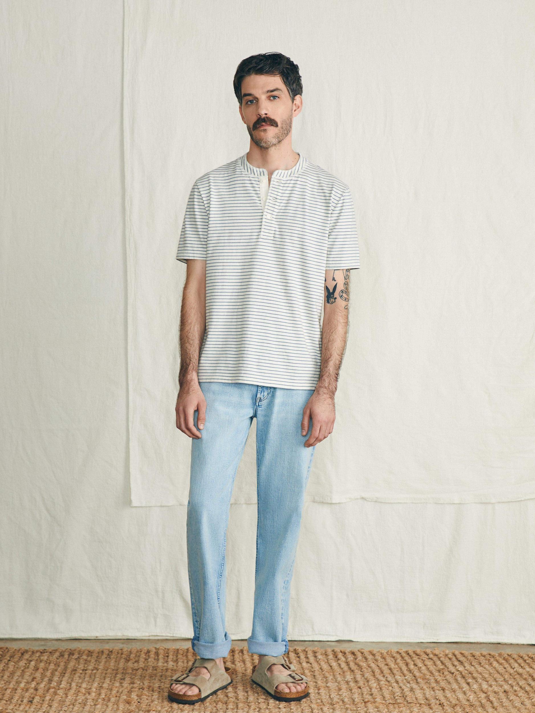 Short-Sleeve Sunwashed Henley - Shell Flint Stripe Male Product Image