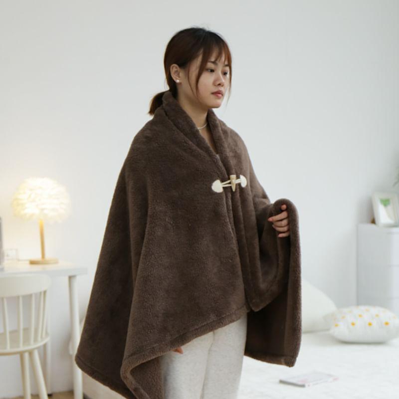 Ear Hooded Plain Fleece Toggle Cape Product Image