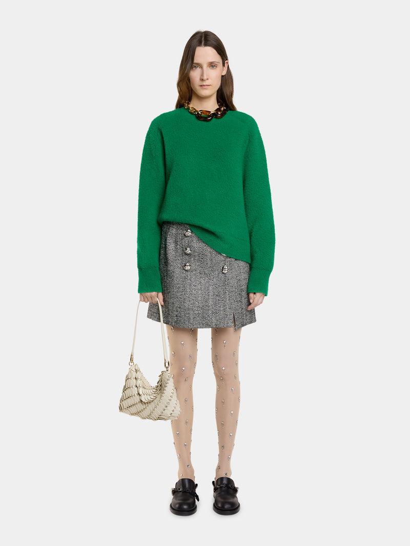 CREAM PACO SHOULDER CLUTCH IN CALFSKIN LEATHER Product Image