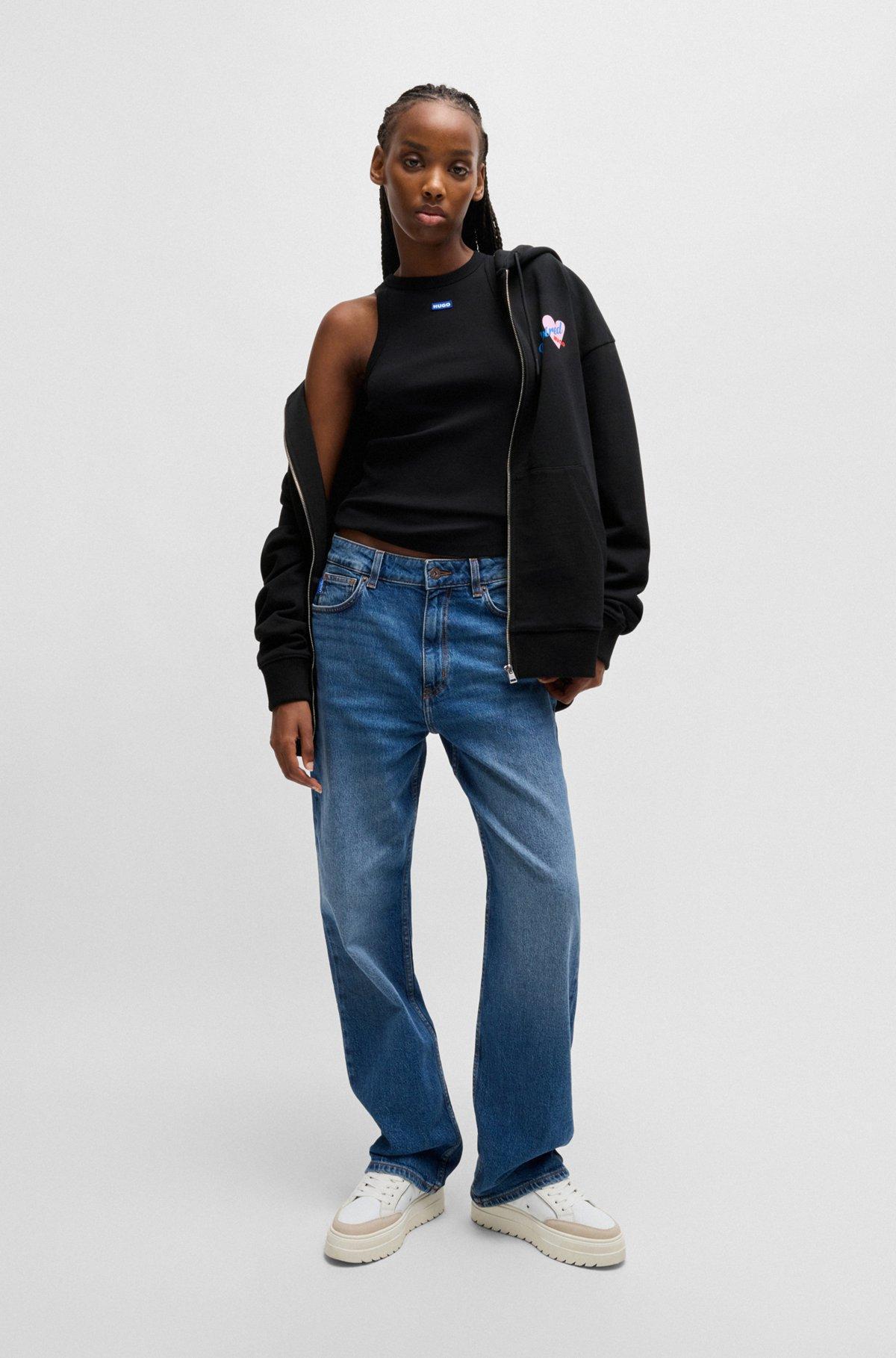 Cotton-terry zip-up hoodie with seasonal artwork Product Image
