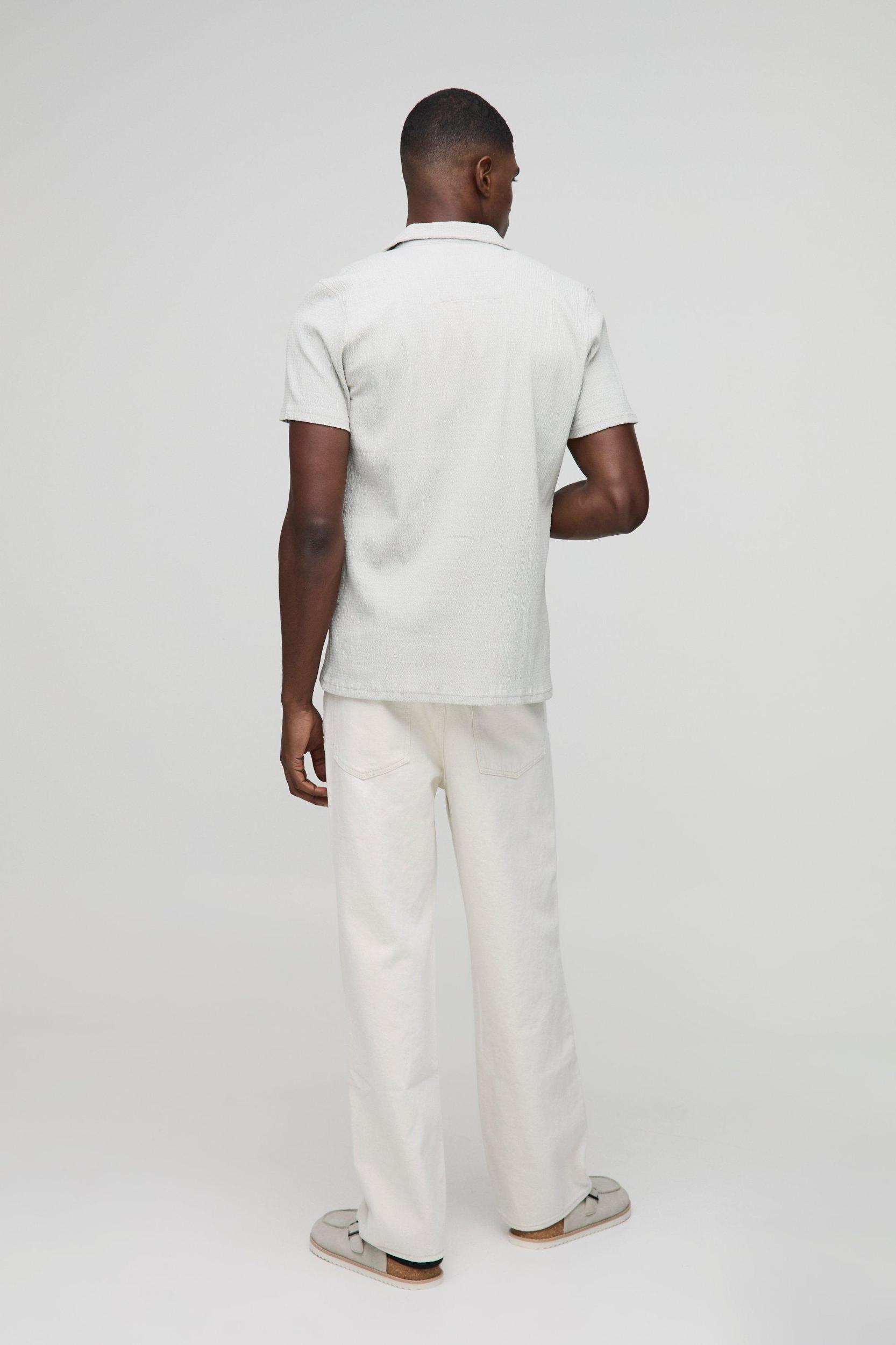 Slim Fit Seersucker Crinkle Shirt | boohooMAN USA Product Image