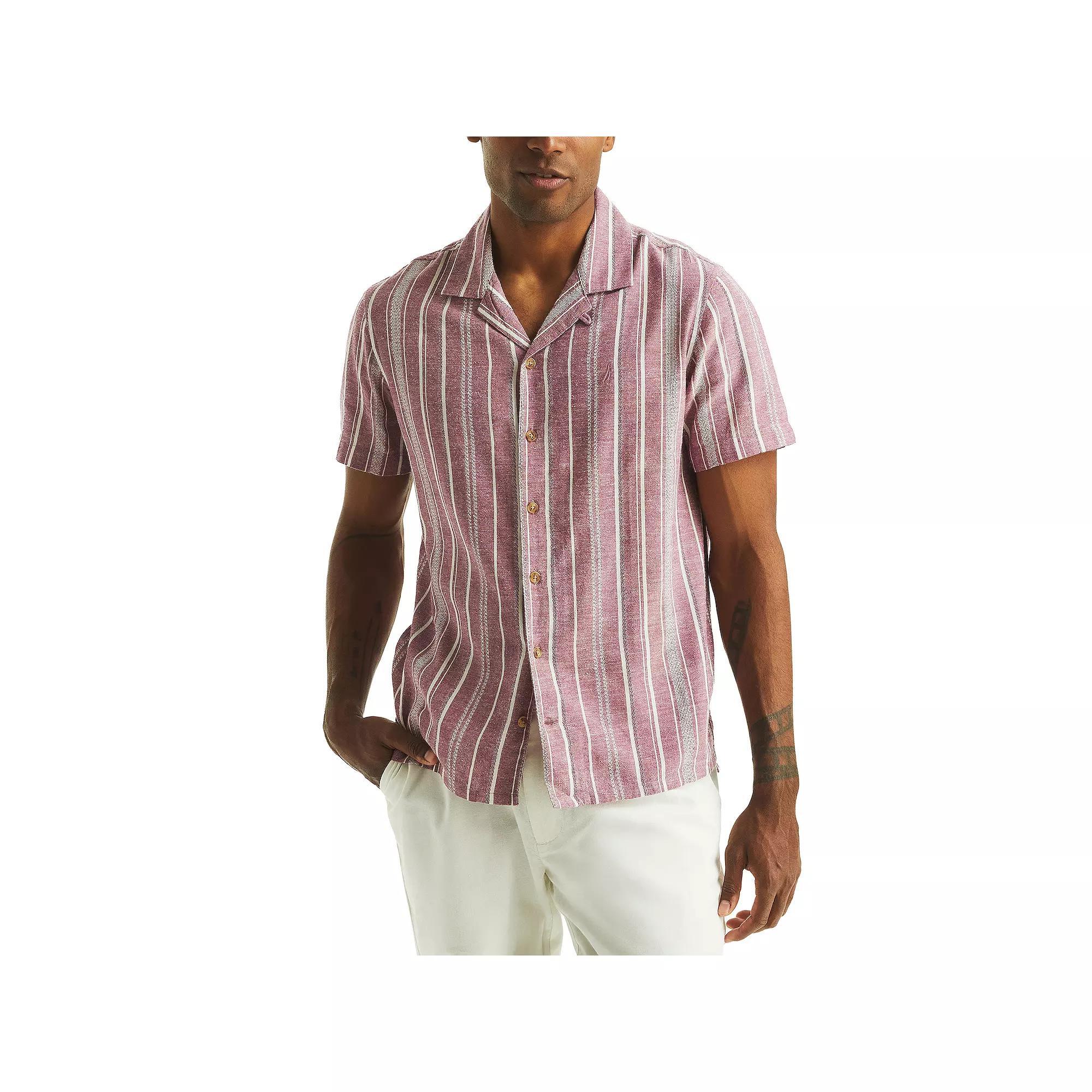 Men's Nautica Printed Short-Sleeve Camp Shirt, Size: Large, Red Stripe Product Image