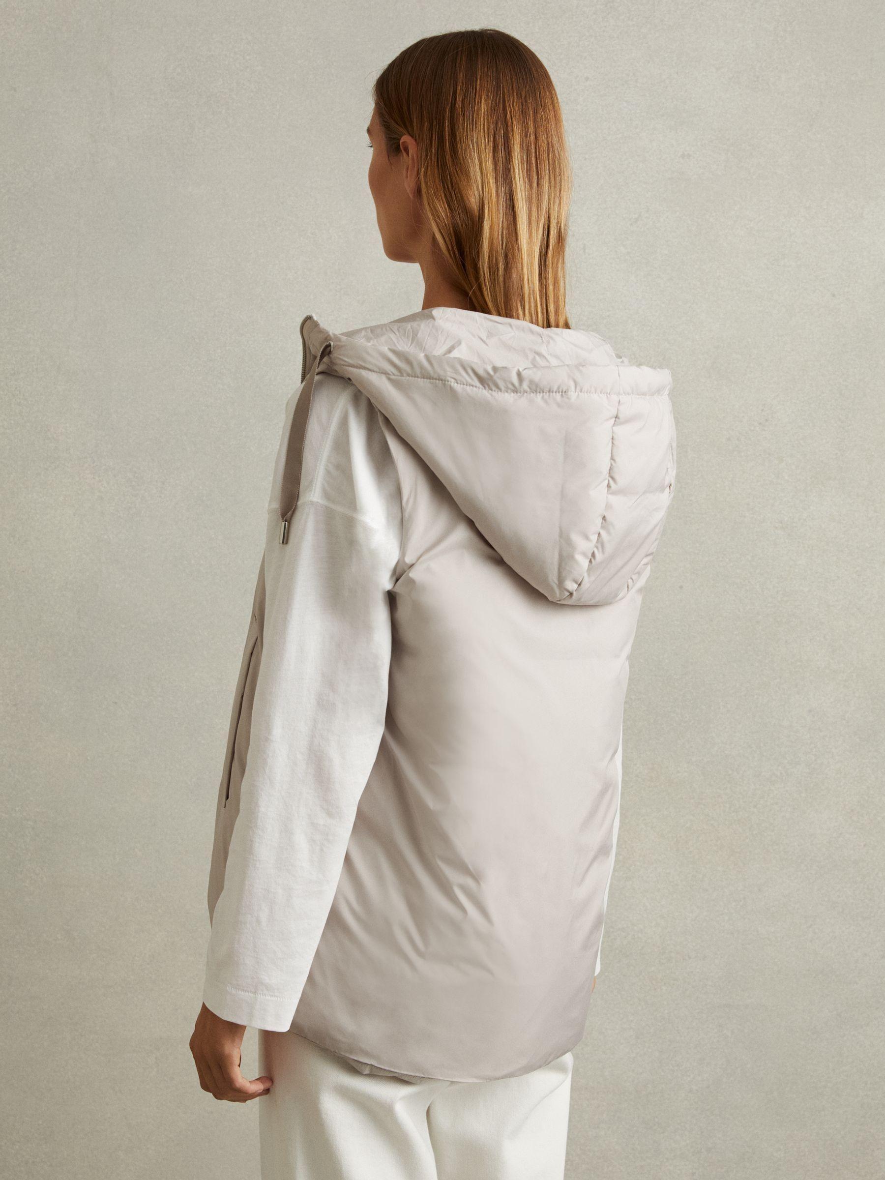 Padded Hooded Gilet in Neutral Product Image