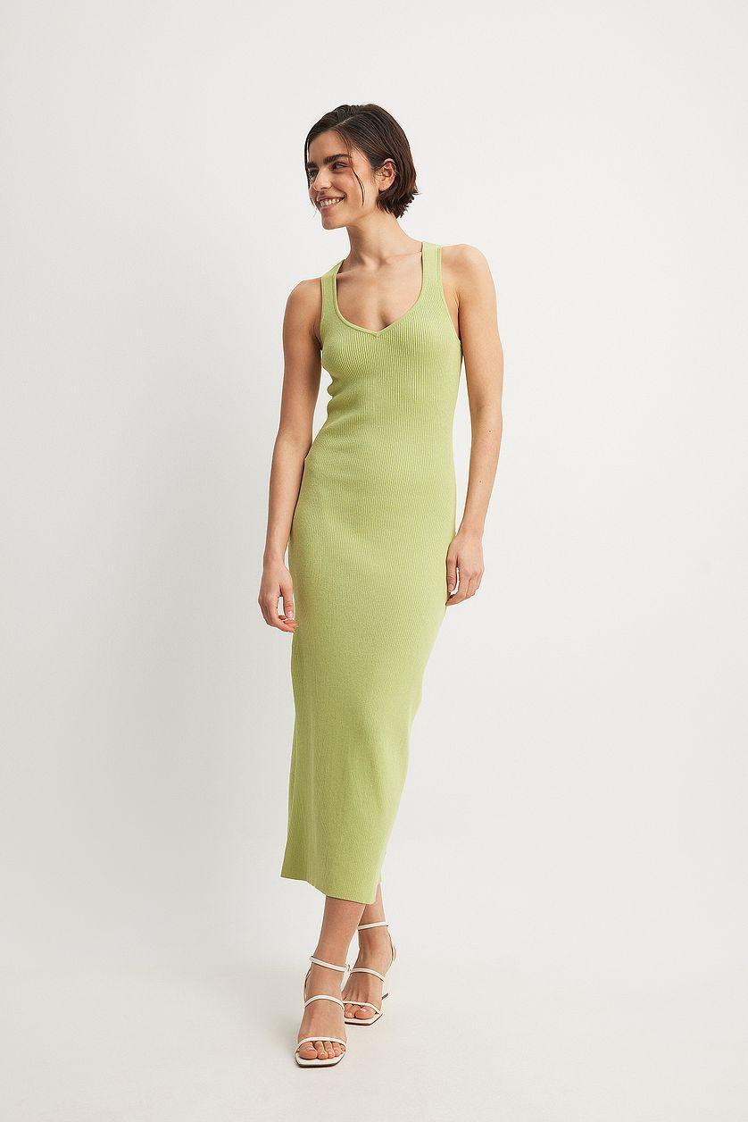 Fine Knitted Scoop Neck Midi Dress Product Image