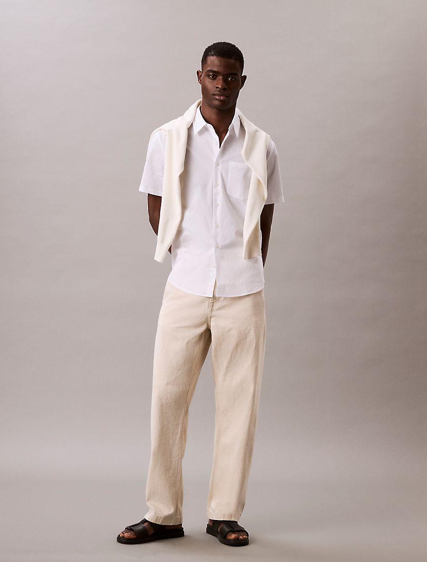 Solid Seersucker Classic Button-Down Shirt Product Image