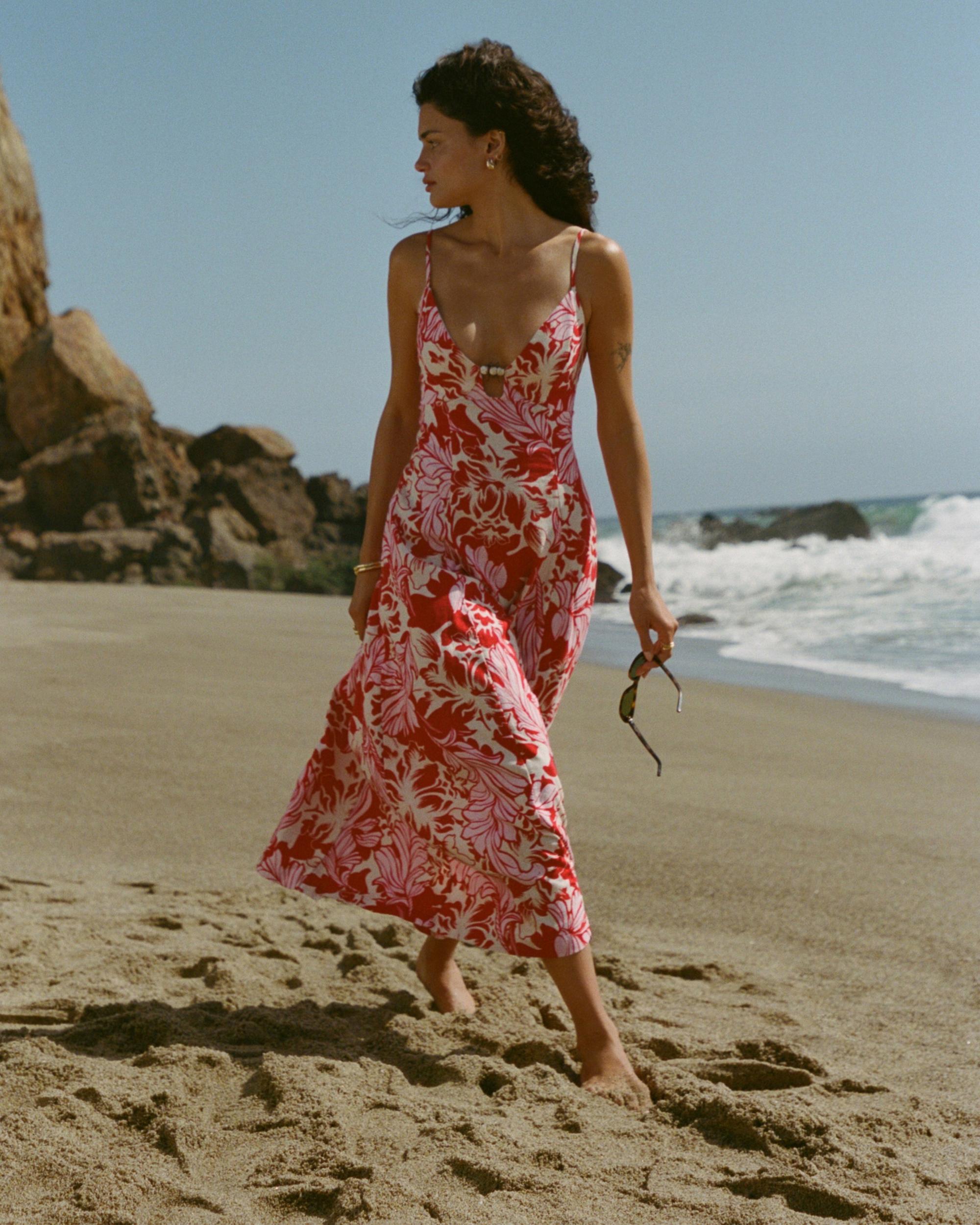Beaded Flowy Midi Dress Product Image