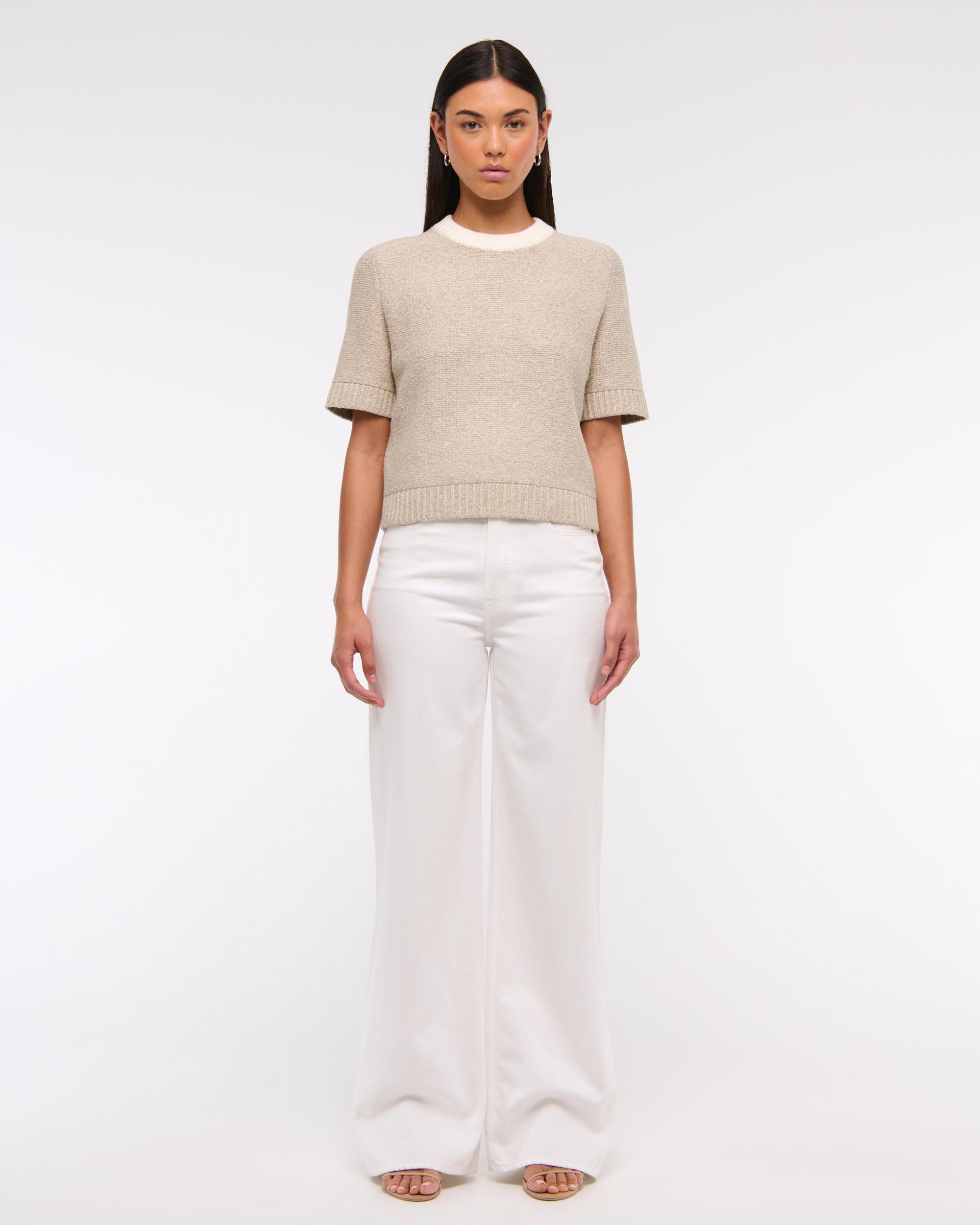 The A&F Madeline Textural Crew Sweater Tee Product Image