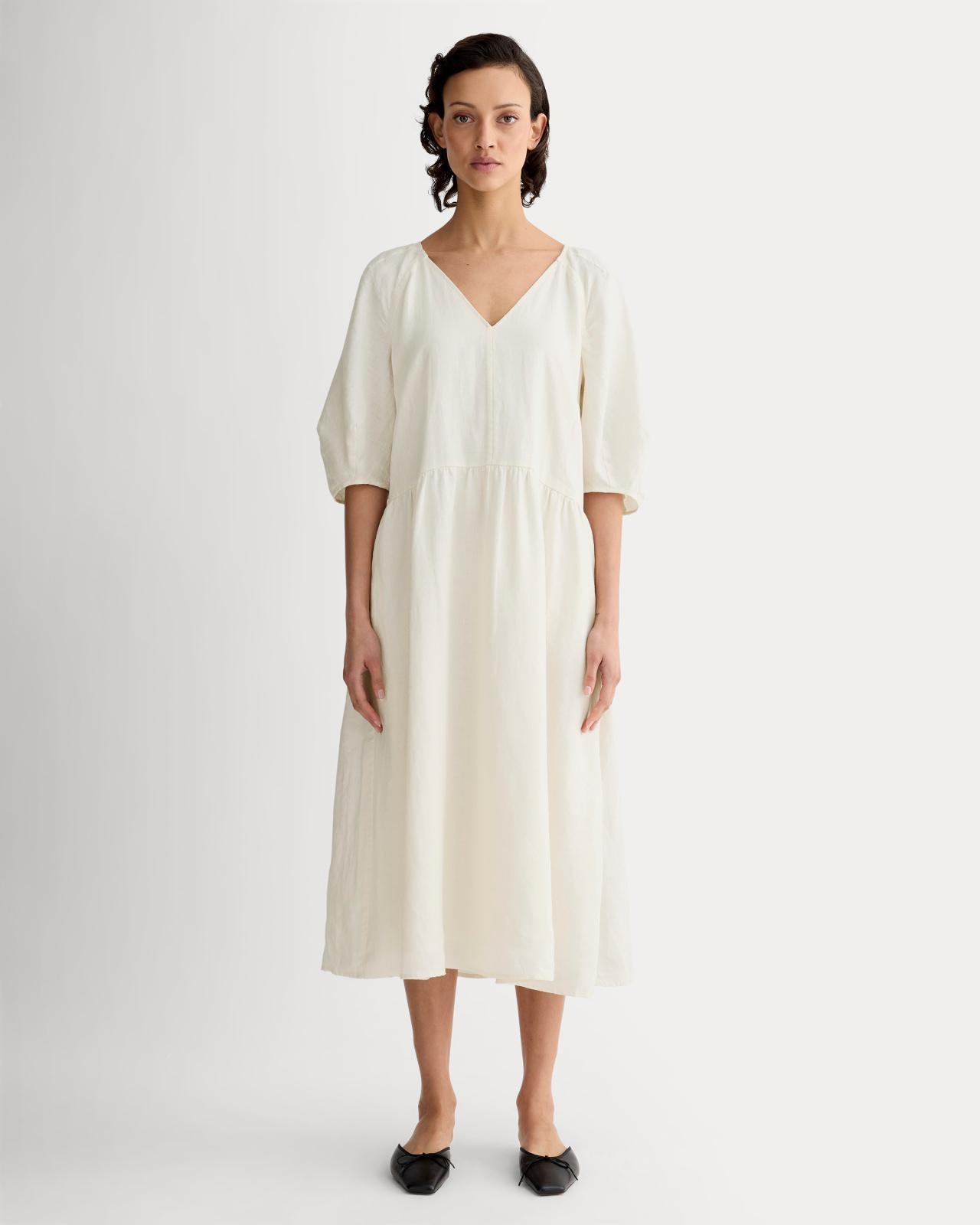 The Linen Oversized Puff-Sleeve Dress Product Image