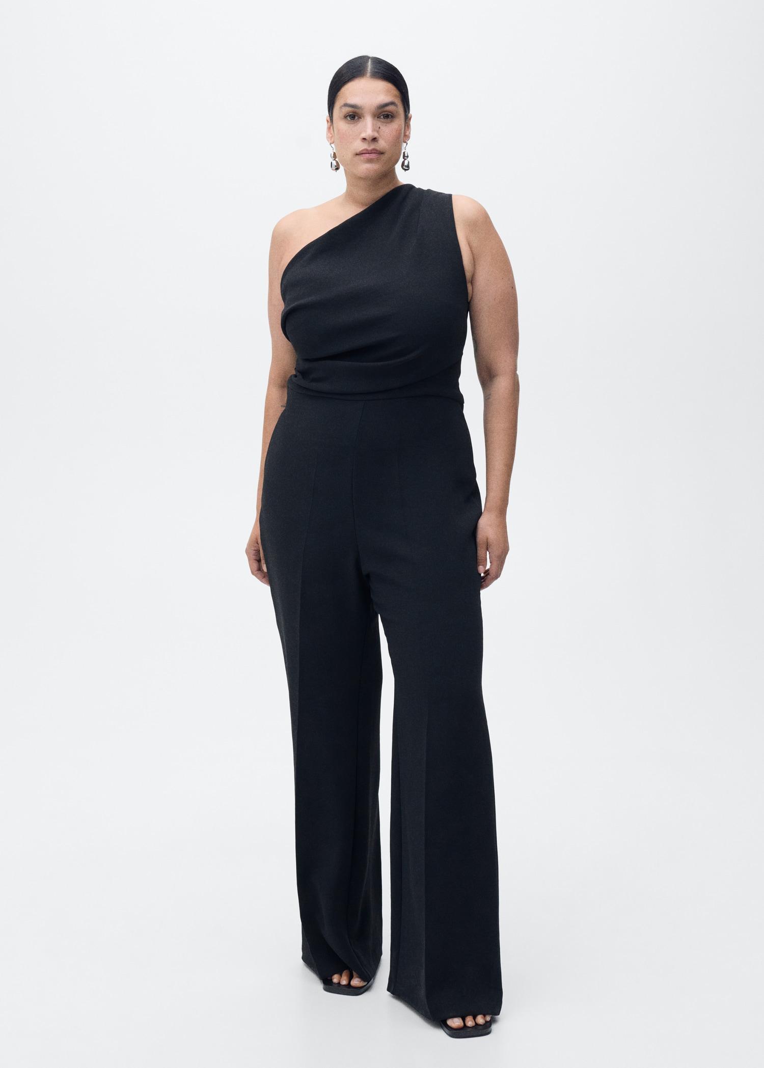 Asymmetrical jumpsuit with draped detail - Women | MANGO USA Product Image