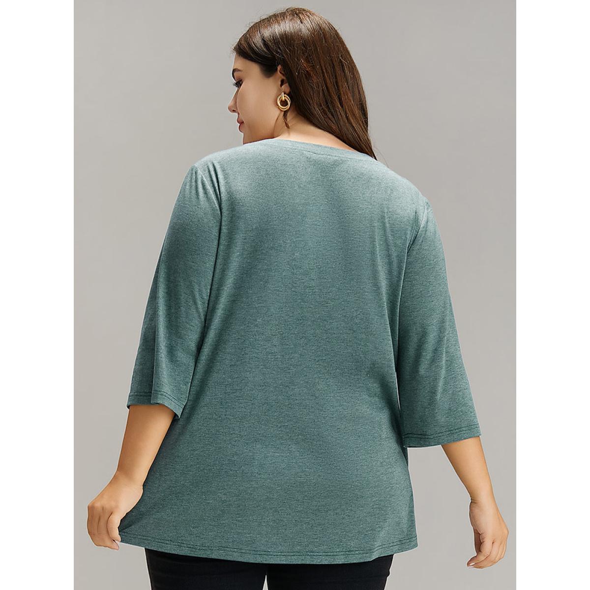 Plus Size Mushroom Print Round Neck T-shirt DarkGreen Women Casual Printed Natural Flowers Everyday T-shirts BloomChic 28/5X Product Image