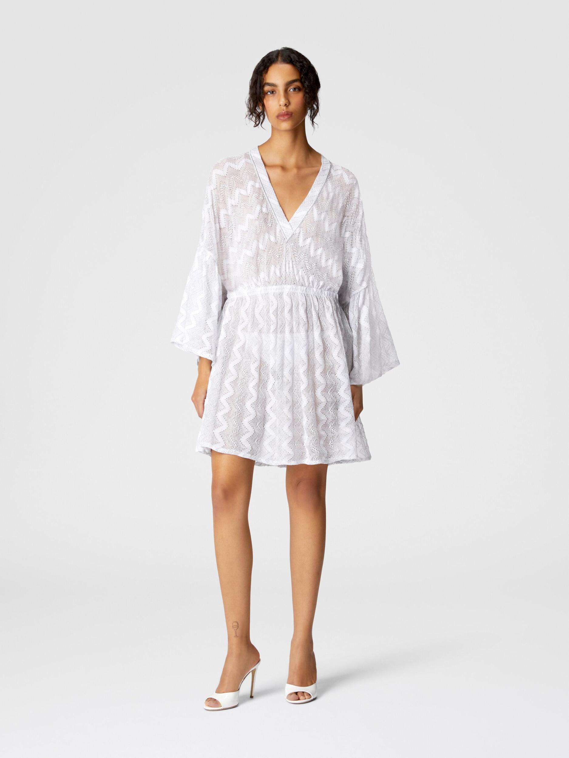 Cover-up dress in zig zag lamé viscose with wide sleeves Product Image
