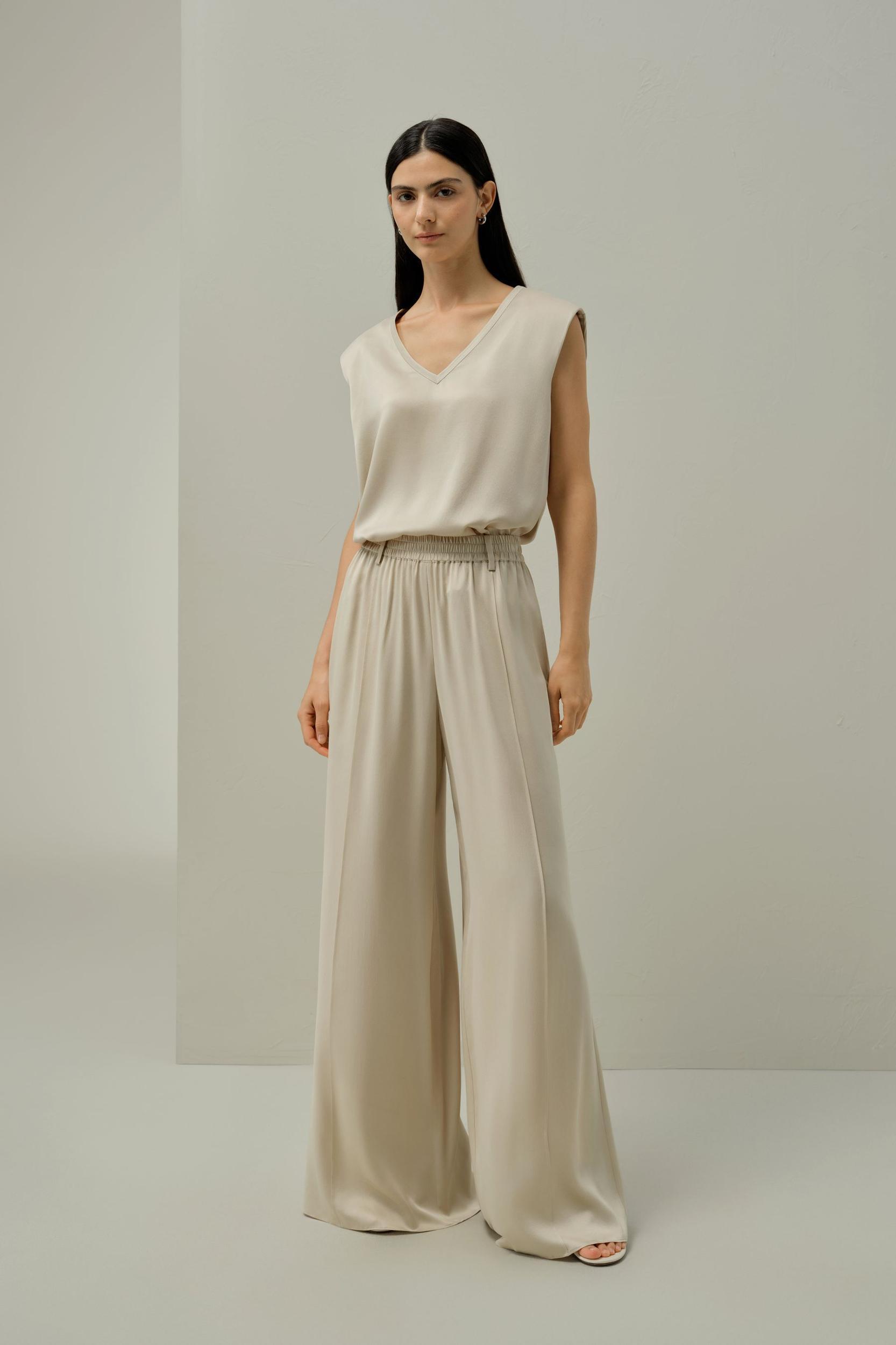 LILYSILK x Melissa Murrell Silk Suede Wide-Leg Pants Product Image