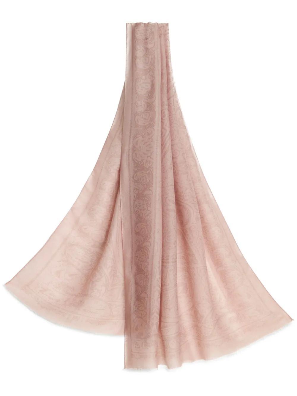 ETRO Paisley-jacquard Frayed Scarf In Pink Product Image