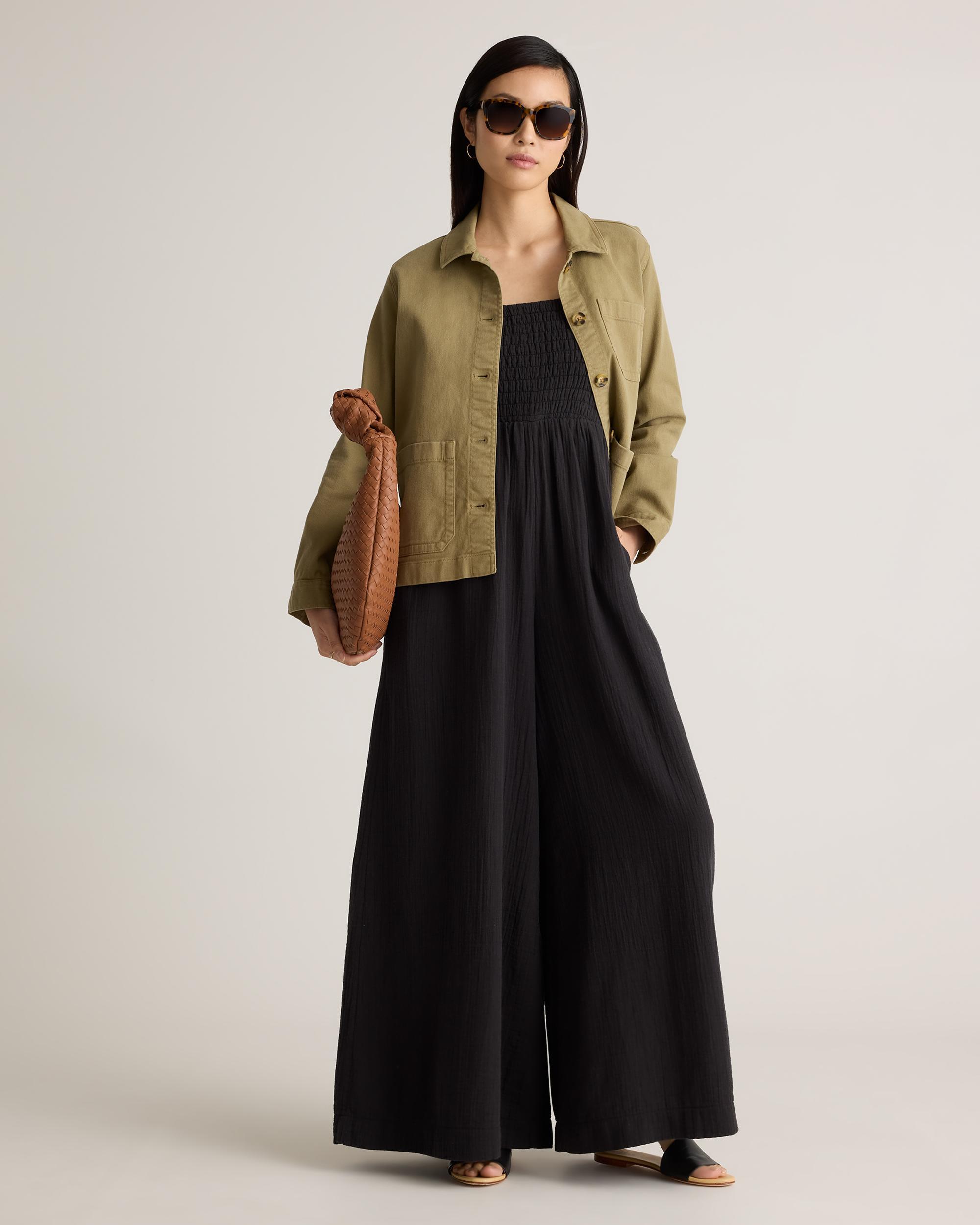 Quince | Women's Gauze Smocked Wide Leg Jumpsuit Organic Cotton Product Image