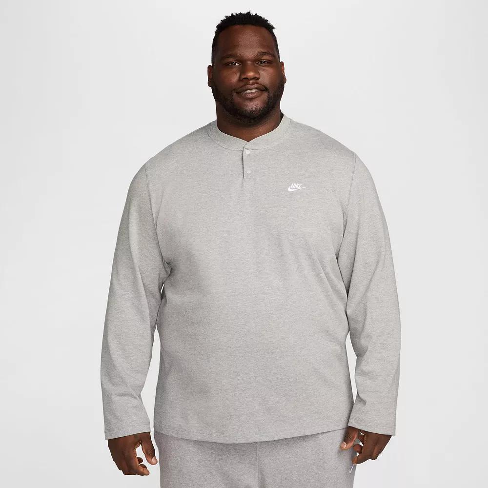 Men's Nike Club Fleece Long Sleeve Henley, Size: Medium, Black Product Image