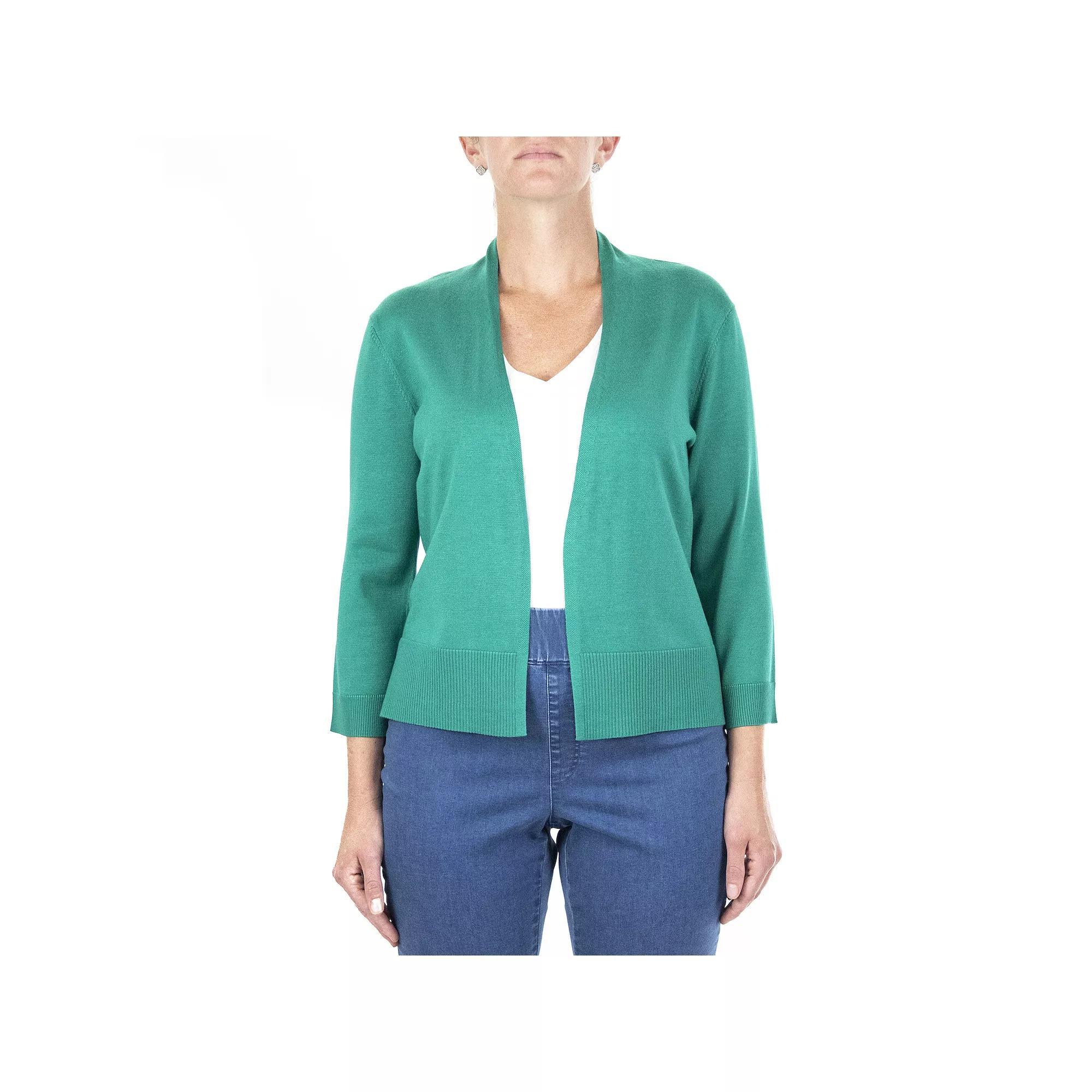 Women's Nina Leonard Classic Open-Front Bolero Cardigan, Size: Large, Julep Green Product Image
