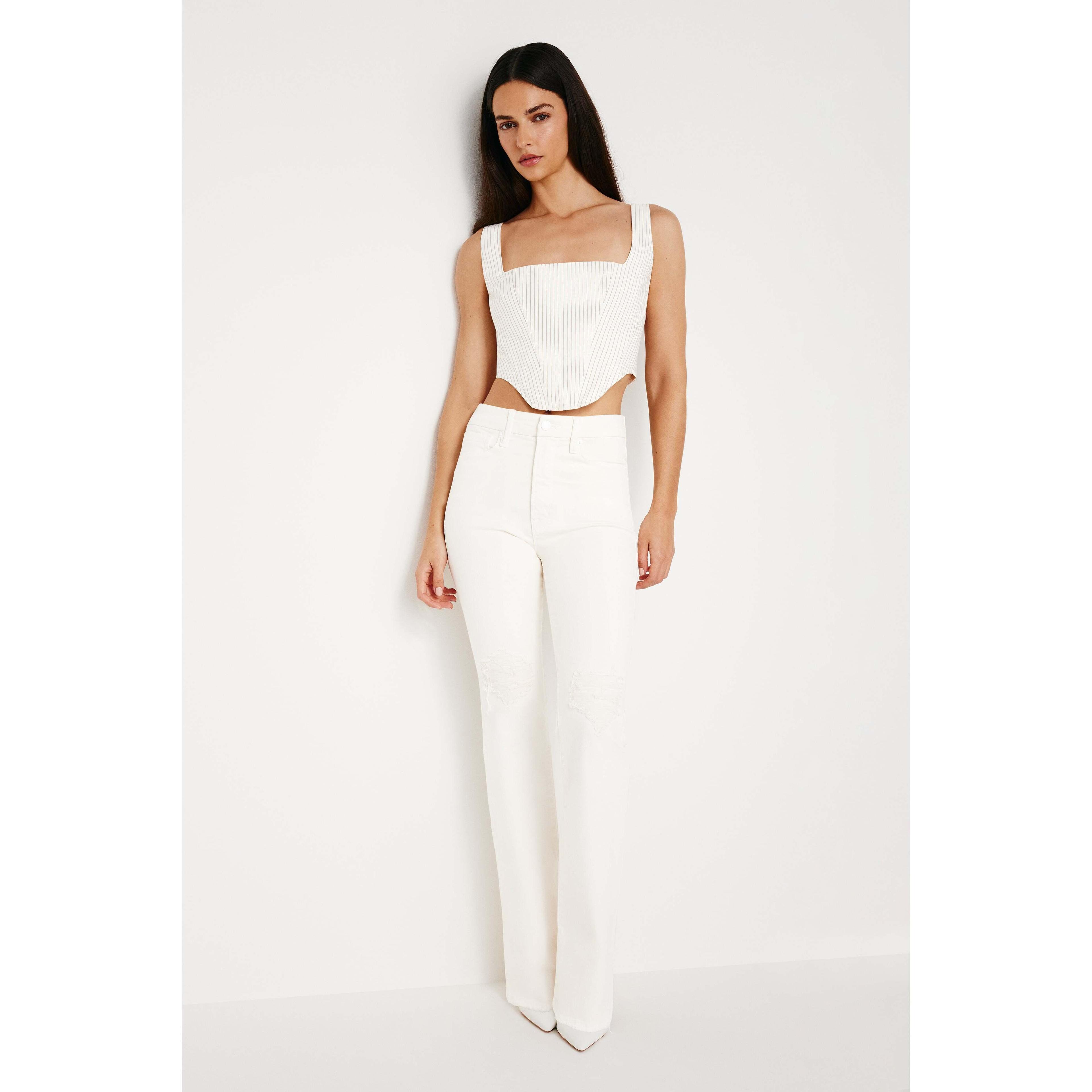 Womens Good Classic Light Compression Bootcut Jeans | Cloud White, Size 28 Plus | Good American by Khlo Kardashian Product Image