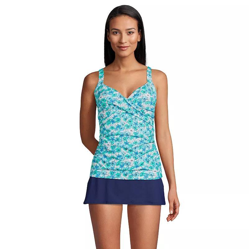 Women's Lands' End Surplice Underwire Tankini Swimsuit Top, Size: 4, Black White Paisley Product Image