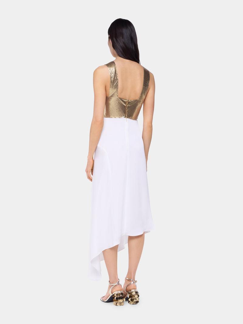 ASYMETRIC DRESS IN MESH AND SATIN Product Image