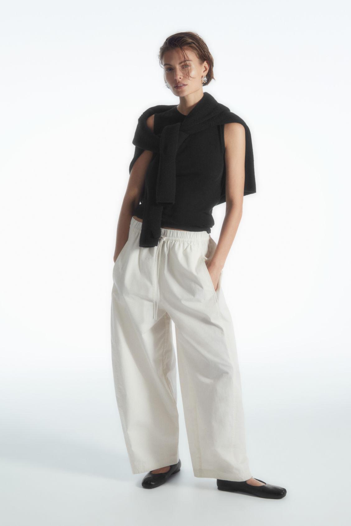 ELASTICATED BARREL-LEG PANTS Product Image
