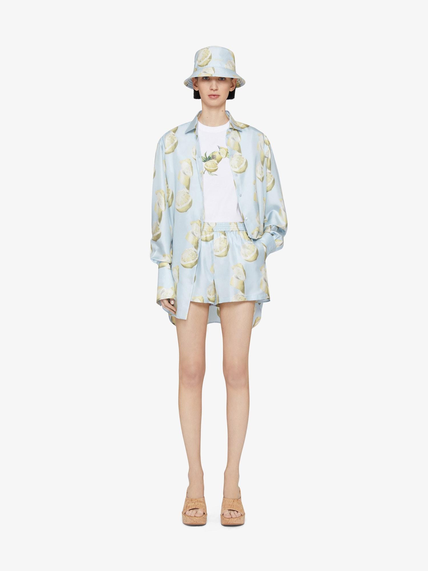 Oversized shirt in silk with lemon print Product Image
