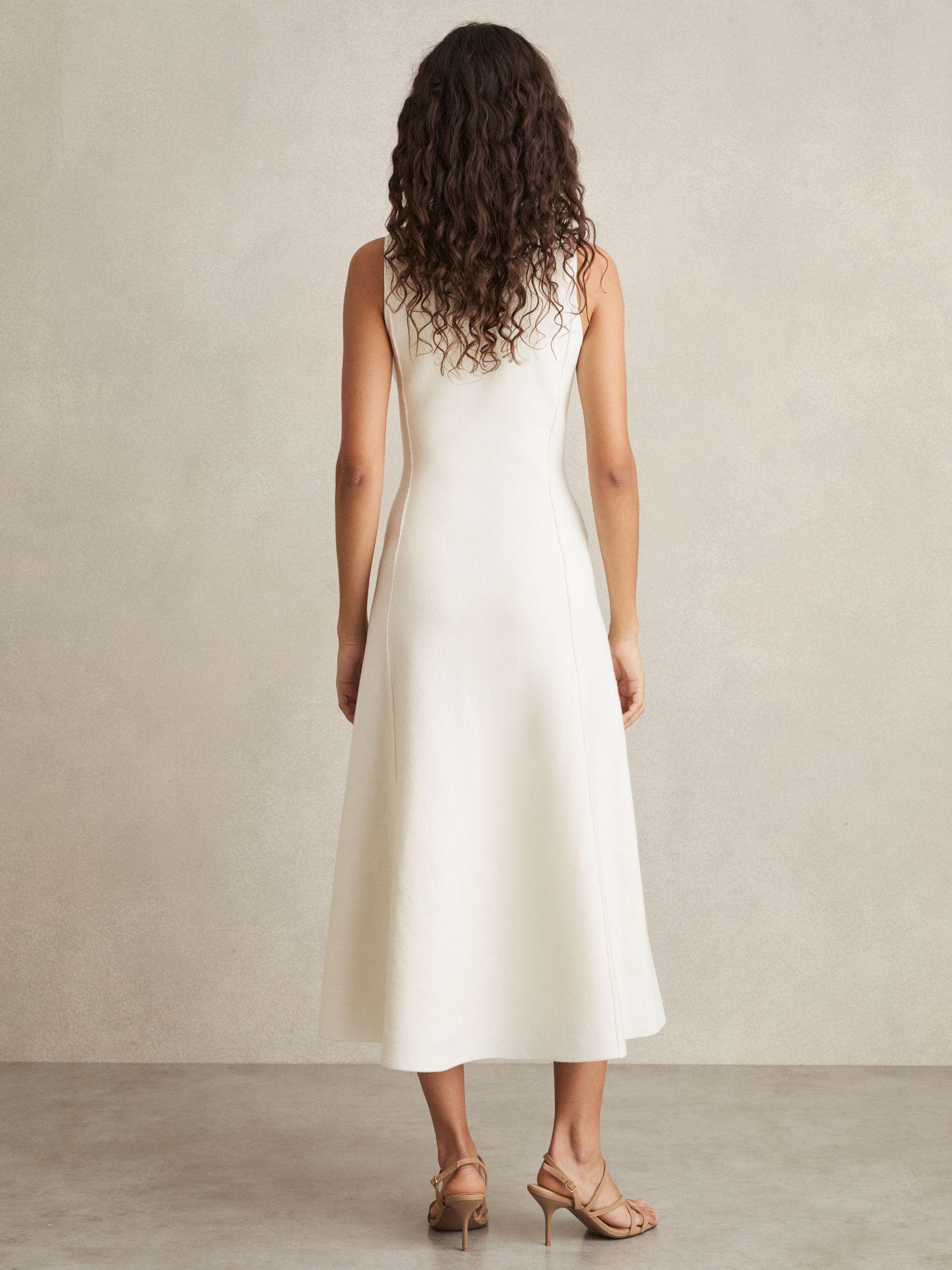 Petite Linen Belted Sleeveless Midi Dress in Neutral Product Image