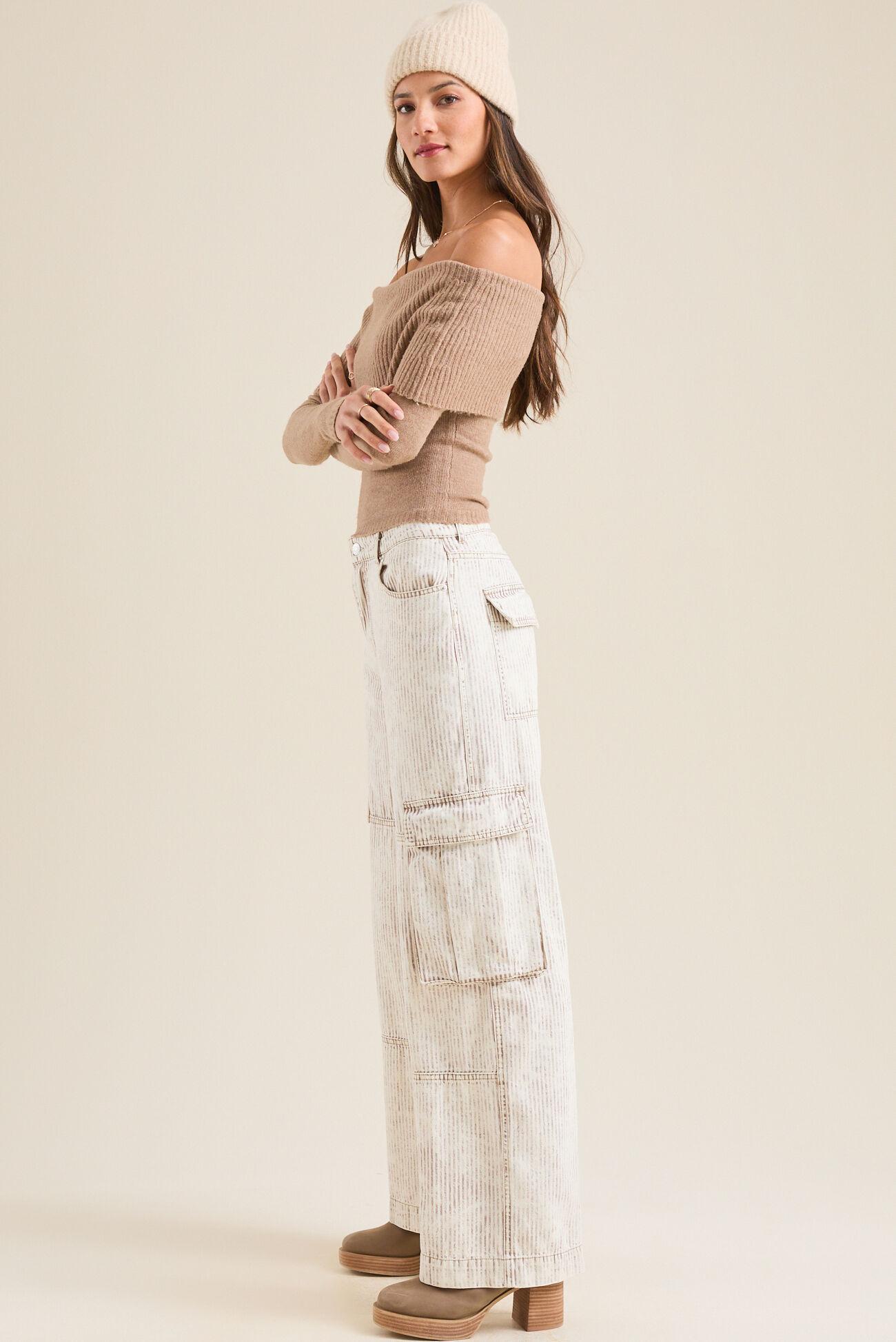 Geri Off-Shoulder Ribbed Sweater Product Image