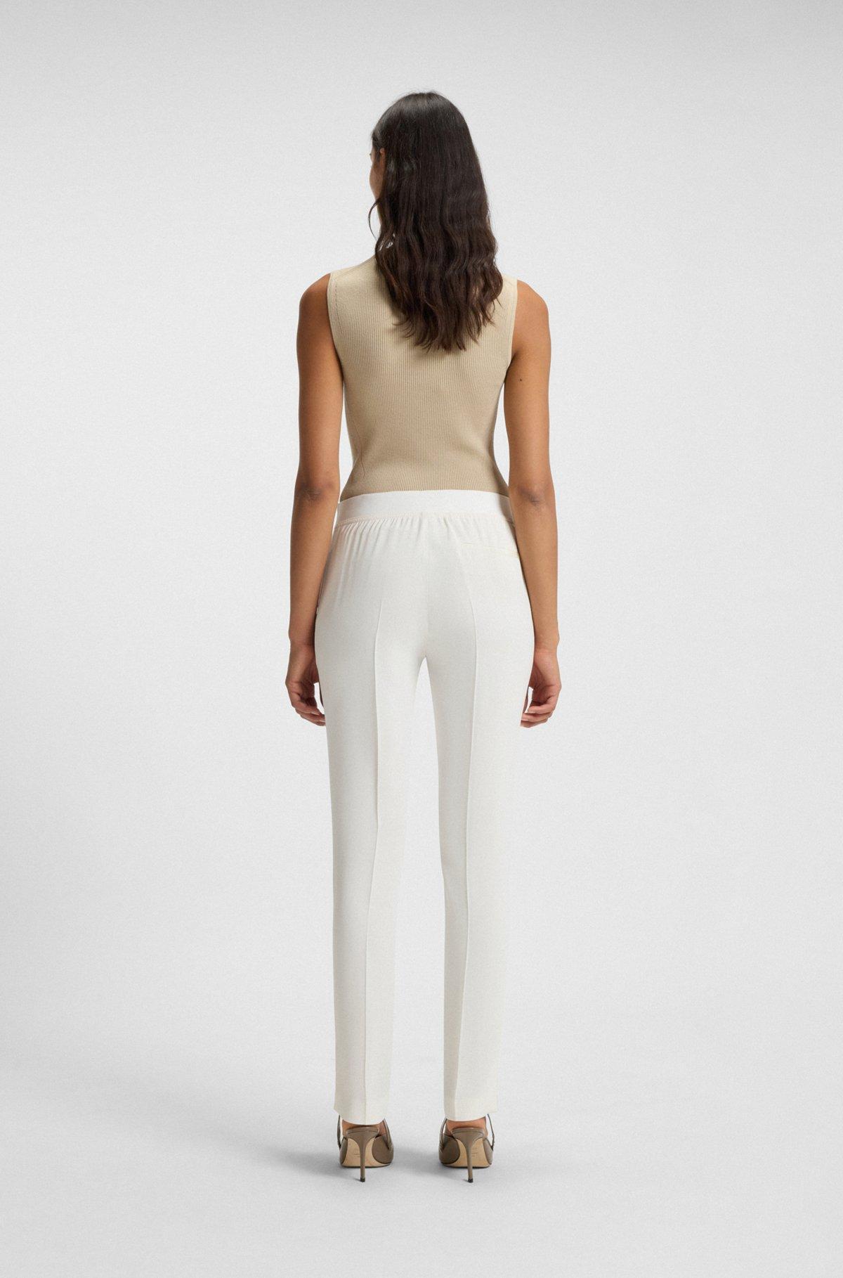 BOSS - Slim-fit trousers with slit hems - White Product Image