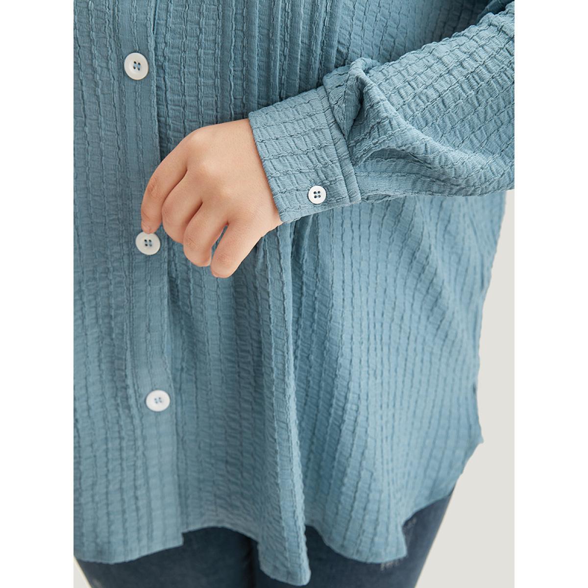 Plus Size Plisse Button Up Curved Hem Kimono Women Stone Casual Texture Everyday Kimonos BloomChic 18-20/2X Product Image