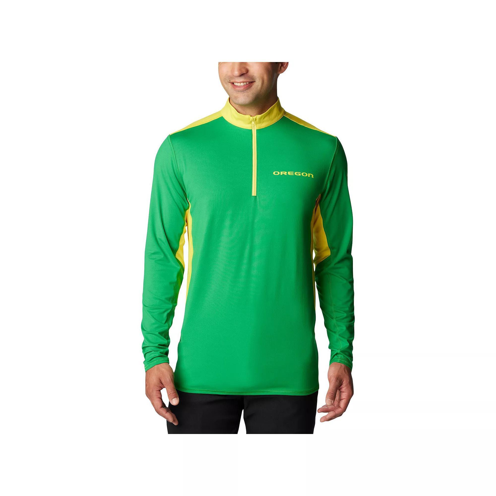 Men's Columbia Green Oregon Ducks Tech Trail™ Omni-Shade Quarter-Zip Top, Size: XL Product Image