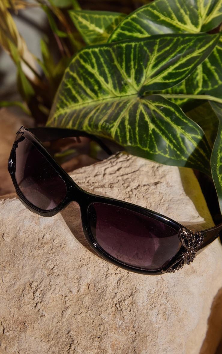 Black Butterfly Detail Visor Sunglasses Product Image
